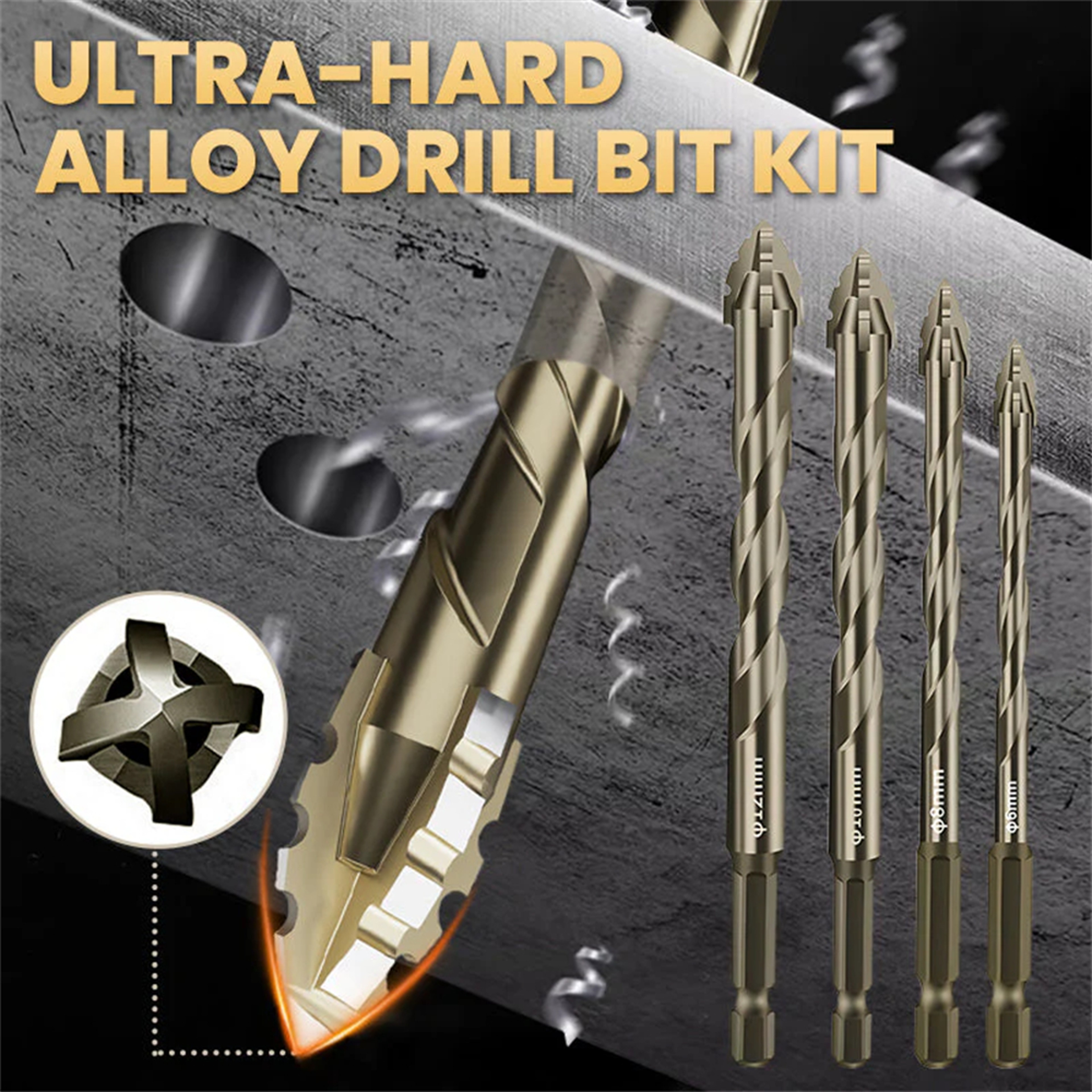 High-Strength Serrated Eccentric Drill Bit Kit for Ceramic, Glass, Marble and Metal – Upgraded Version – view 1