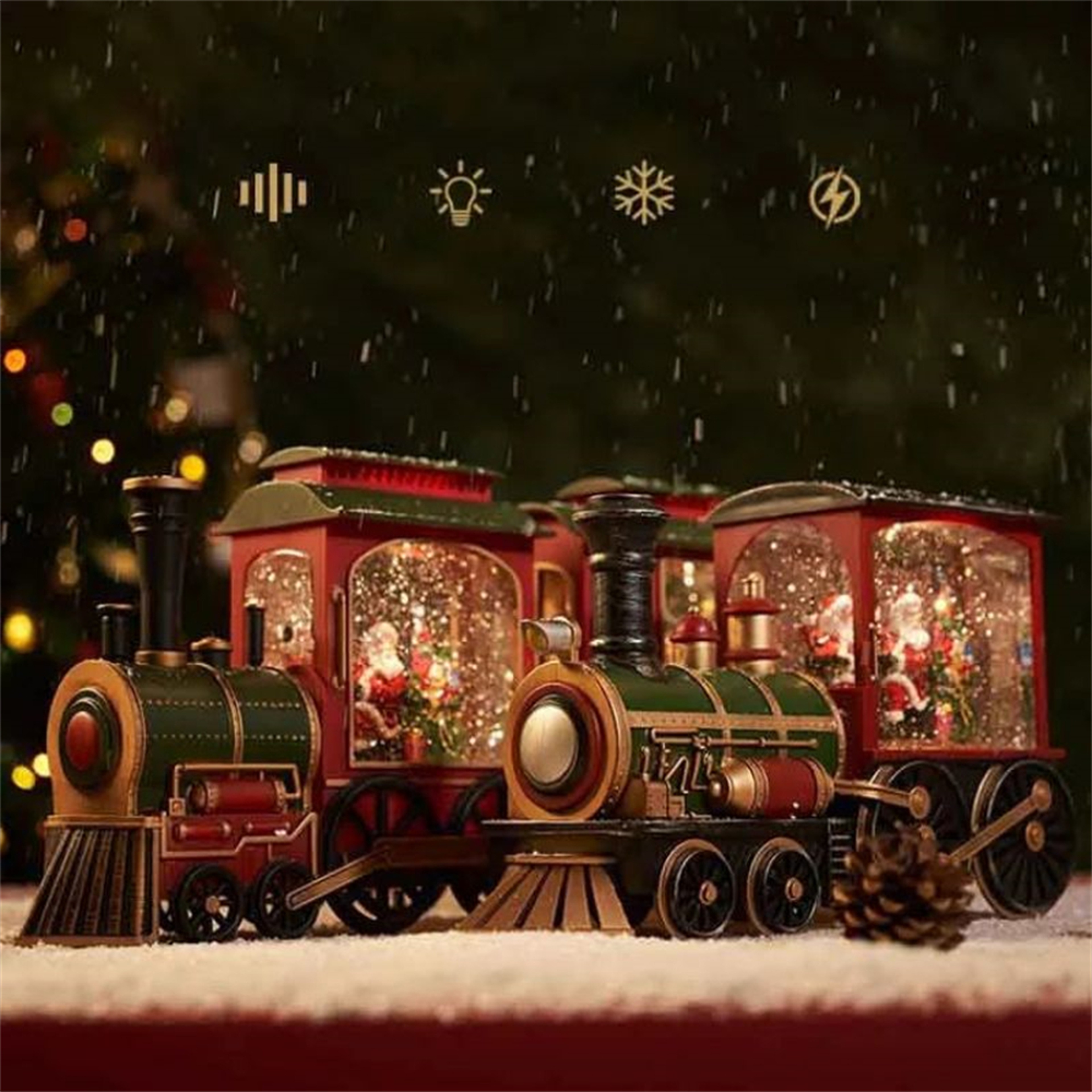 Luminous Christmas Gift Train Crystal Ball Box Ornament For Christmas Eve 1