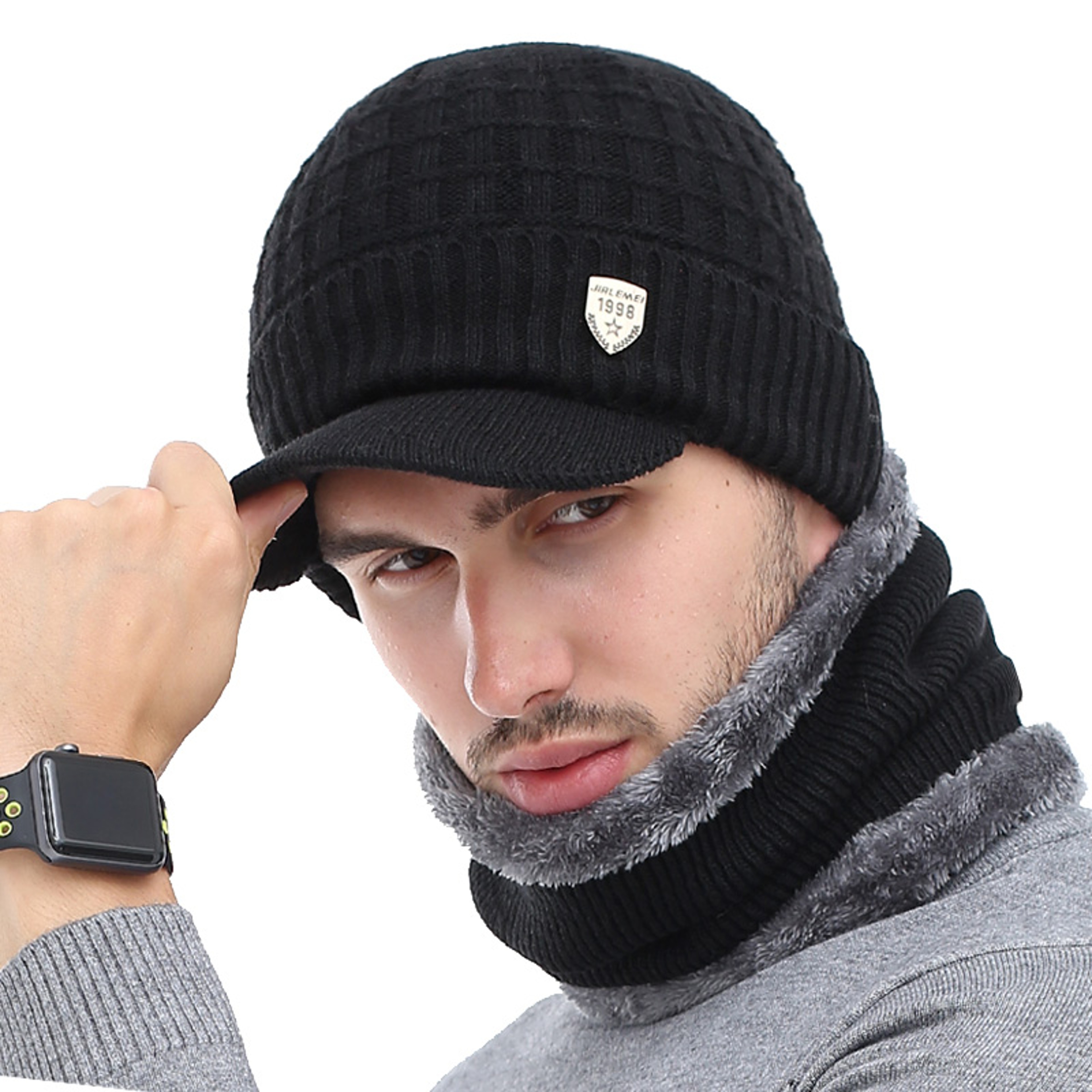 Mens Winter Hat And Scarf Set Knitted Beanie Hat Scarf Cap For Women Skullies Beanies 0