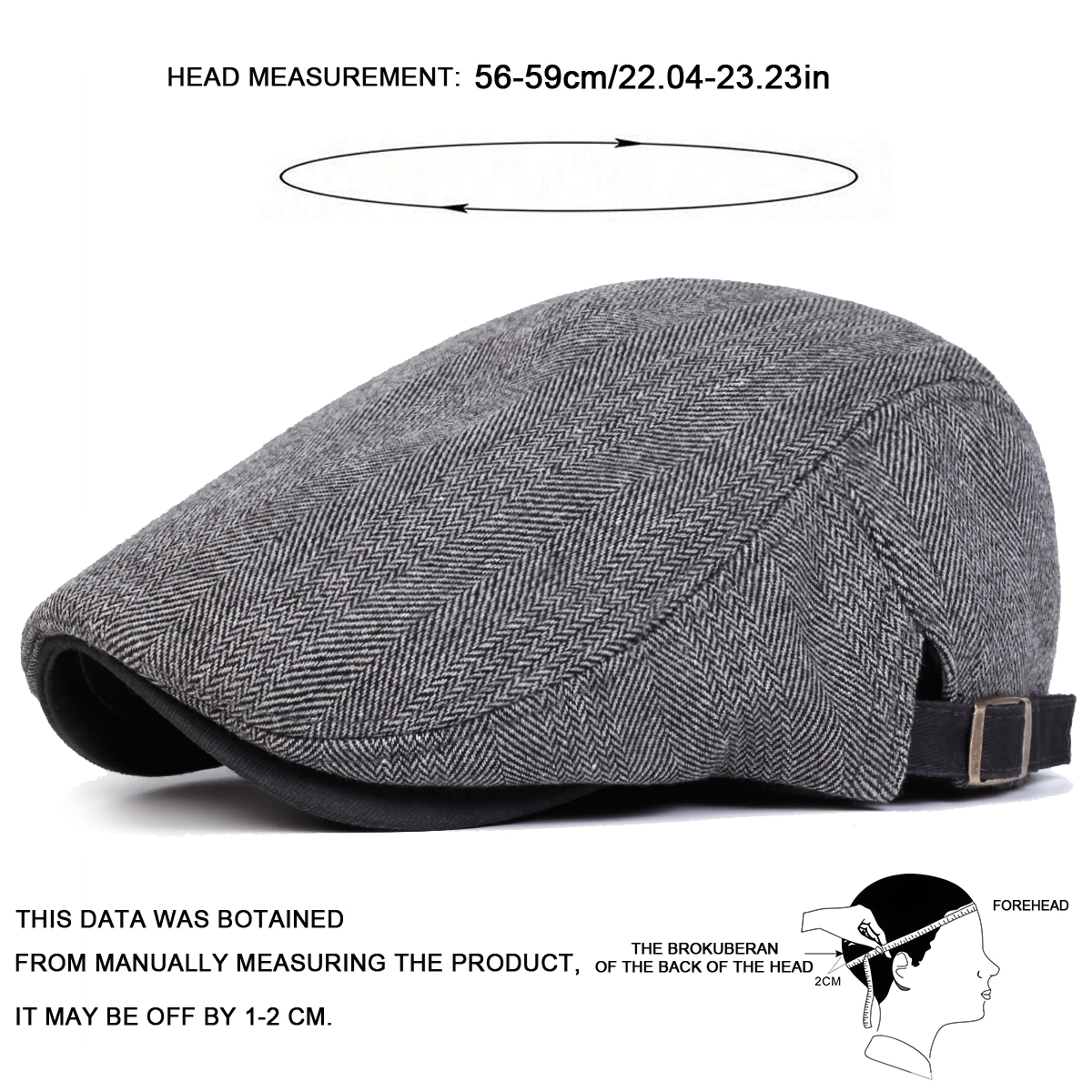 British Painters Hats Men Retro Herringbone Grid Newsboy Cap Adjustable Flat Cap – view 6