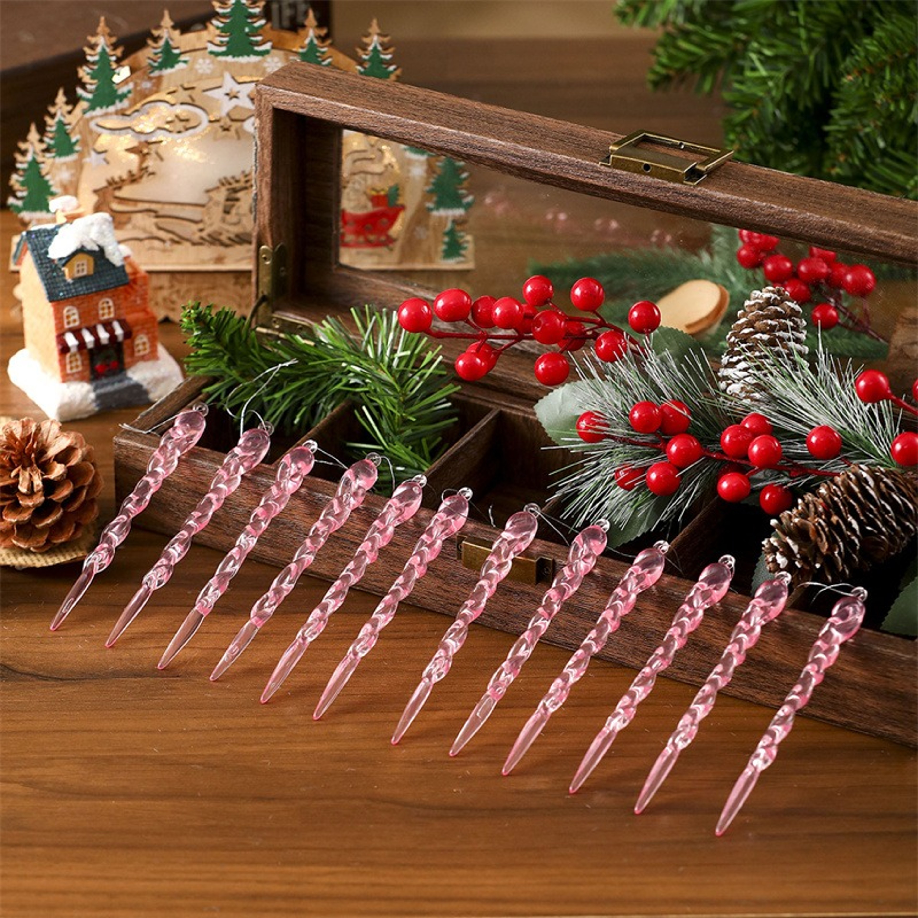 Simulation Ice Pendants Xmas Tree Hanging Ornaments Crystal Snowflake Winter Theme Decor – view 5