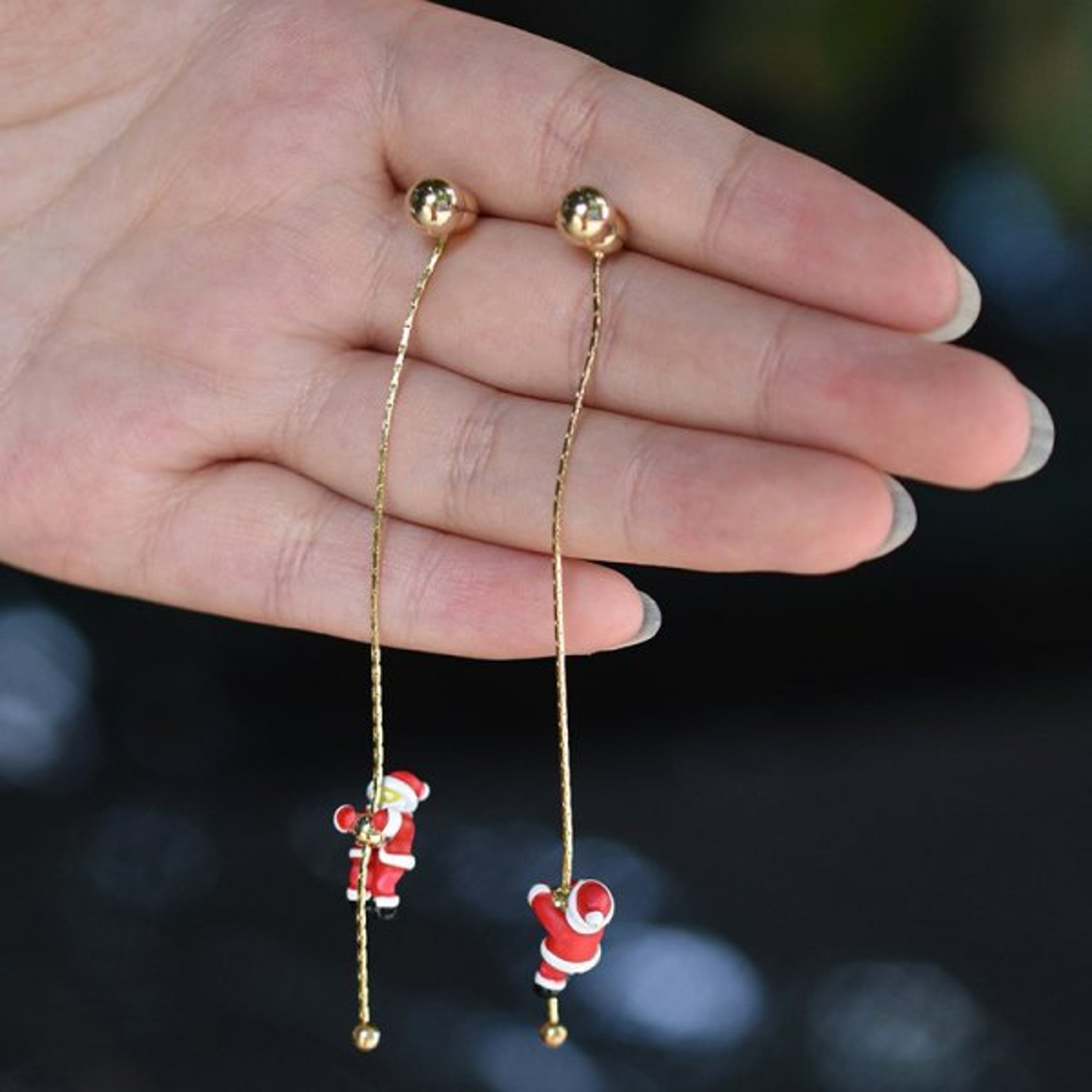 Moving Santa Claus Tassel Dangle Earrings For Women Christmas Tree Snowflake Asymmetric Long Earrin 11
