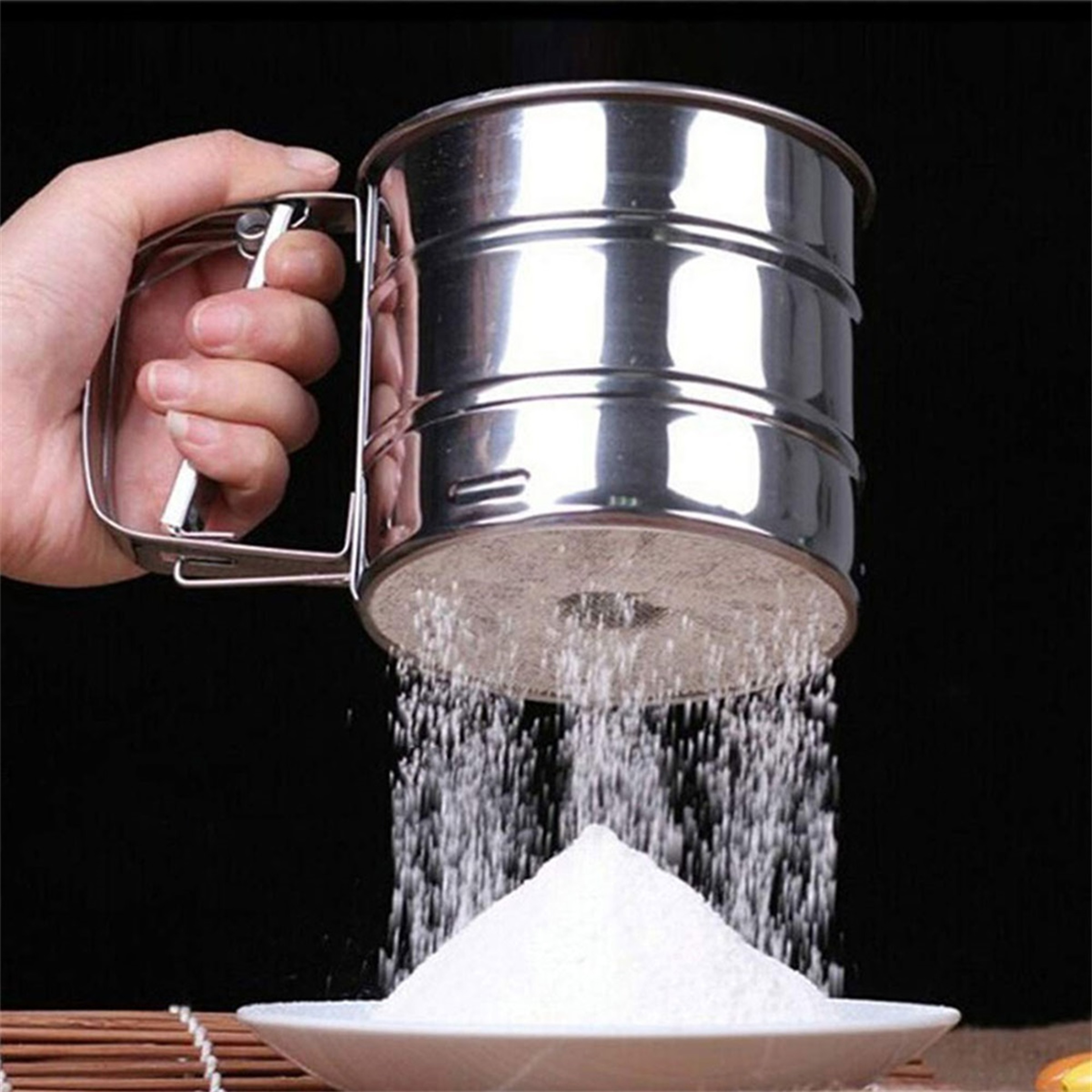 Flour Sifter for Baking, Stainless Steel Handheld Sieve, Fine Mesh Duster – view 1