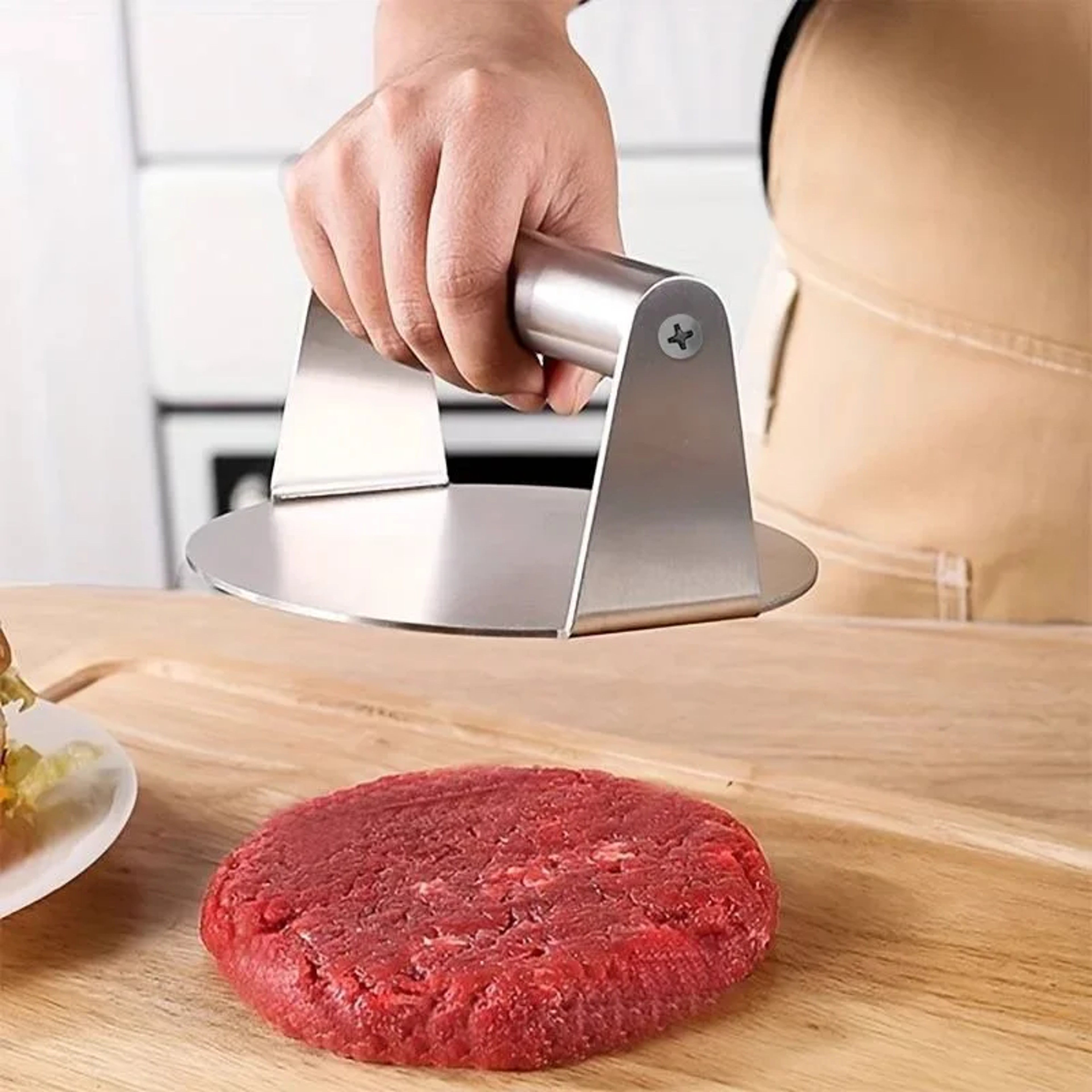 Circular Meat Press Mold for Deli Meats, Stainless Steel Smash Burger Press, Hamburger Patties Meat Masher for Kitchen – view 4
