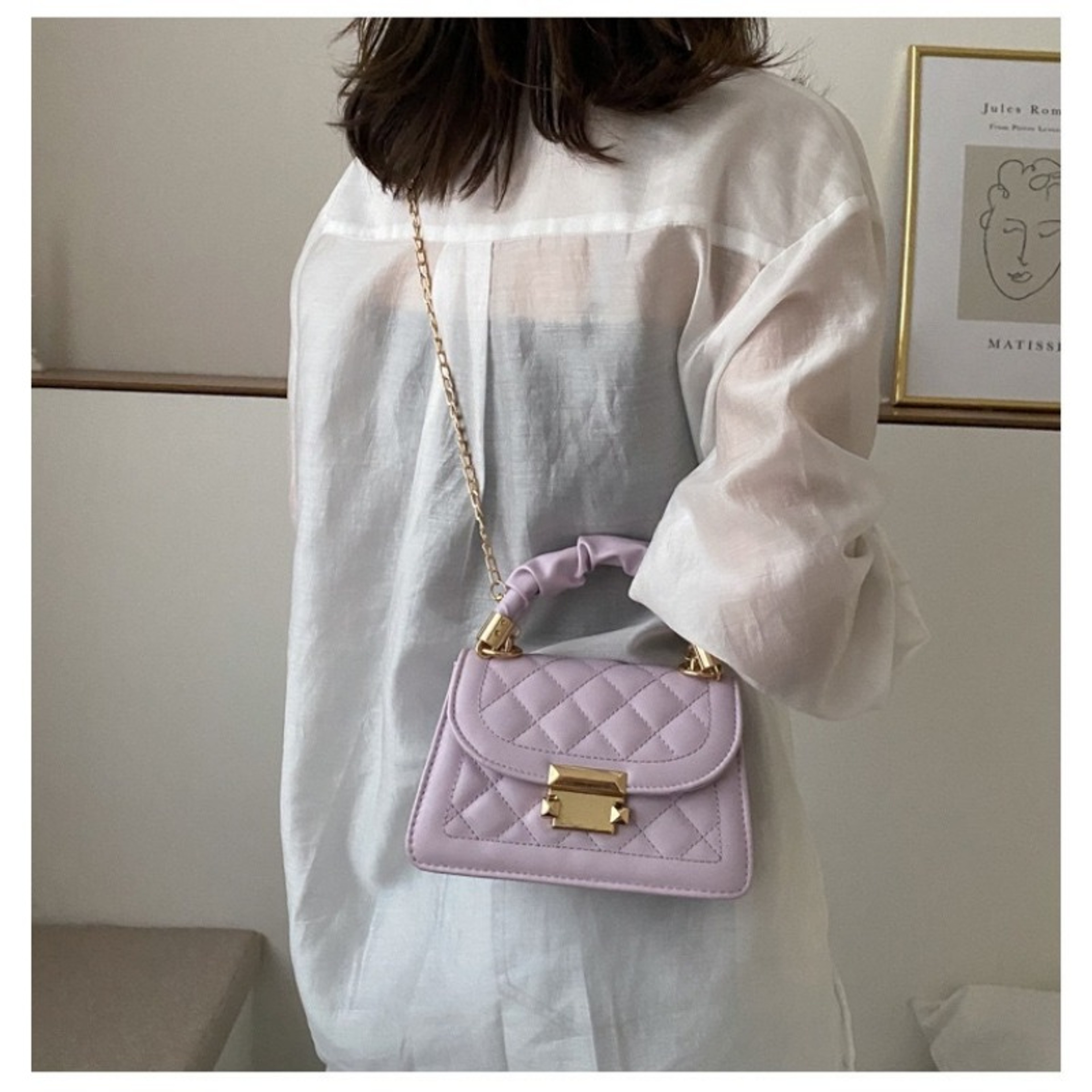 Womens Grid Pattern Tote Bag Fashion PU Leather Crossbody High Quality Bag Buckle Decoration Flap W 0