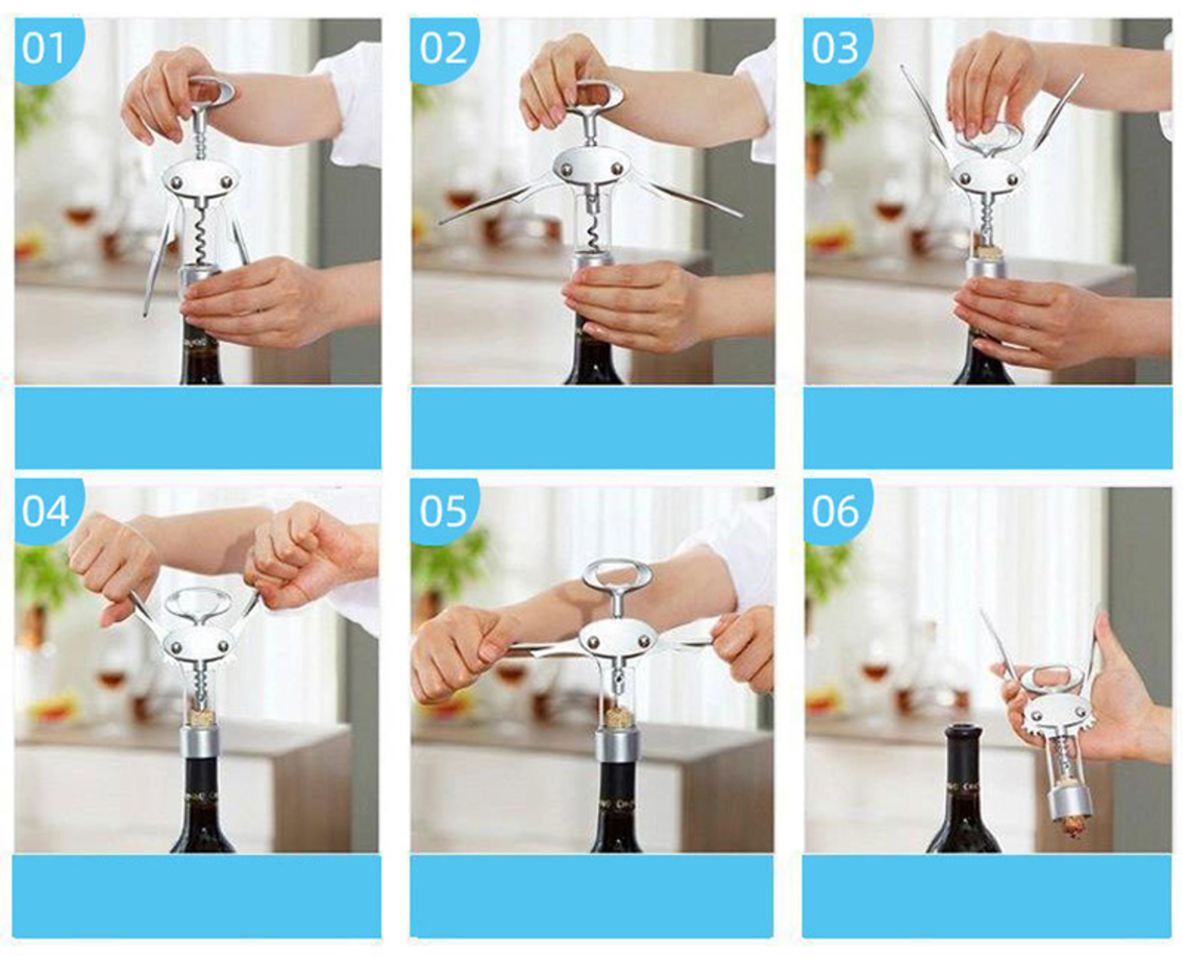Red Wine Opener Wing Type Stainless Steel Wine Opener Metal Sommeliers Corkscrew Bottle Openers Cor 5
