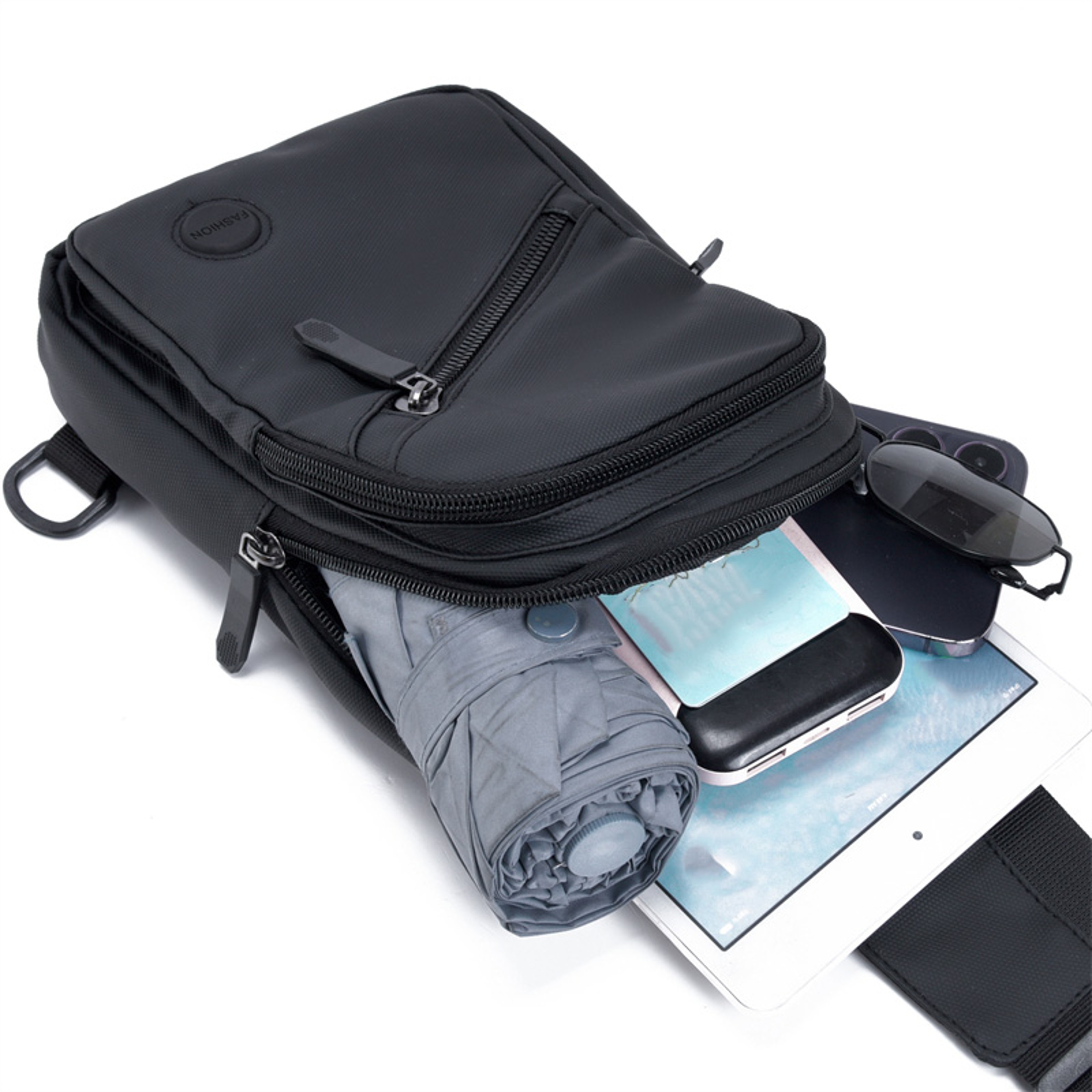 Large Capacity Mens Crossbody Bag Durable Chest Bag LeatherLook Outdoor Shoulder Bag 6