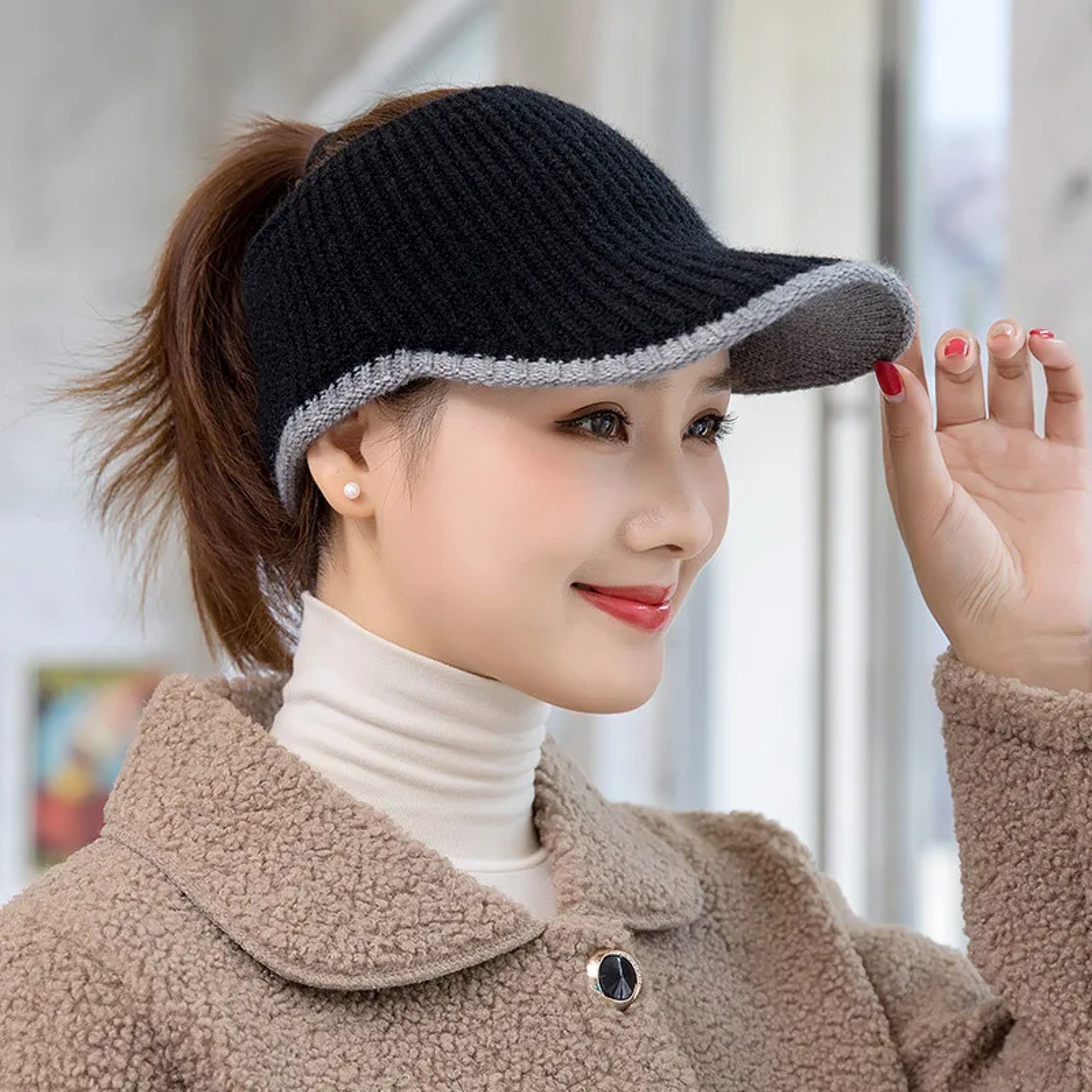Breathable Outdoor Knit Baseball Cap For Women Fashionable Winter Woolen Hat For Cycling And Runnin 7