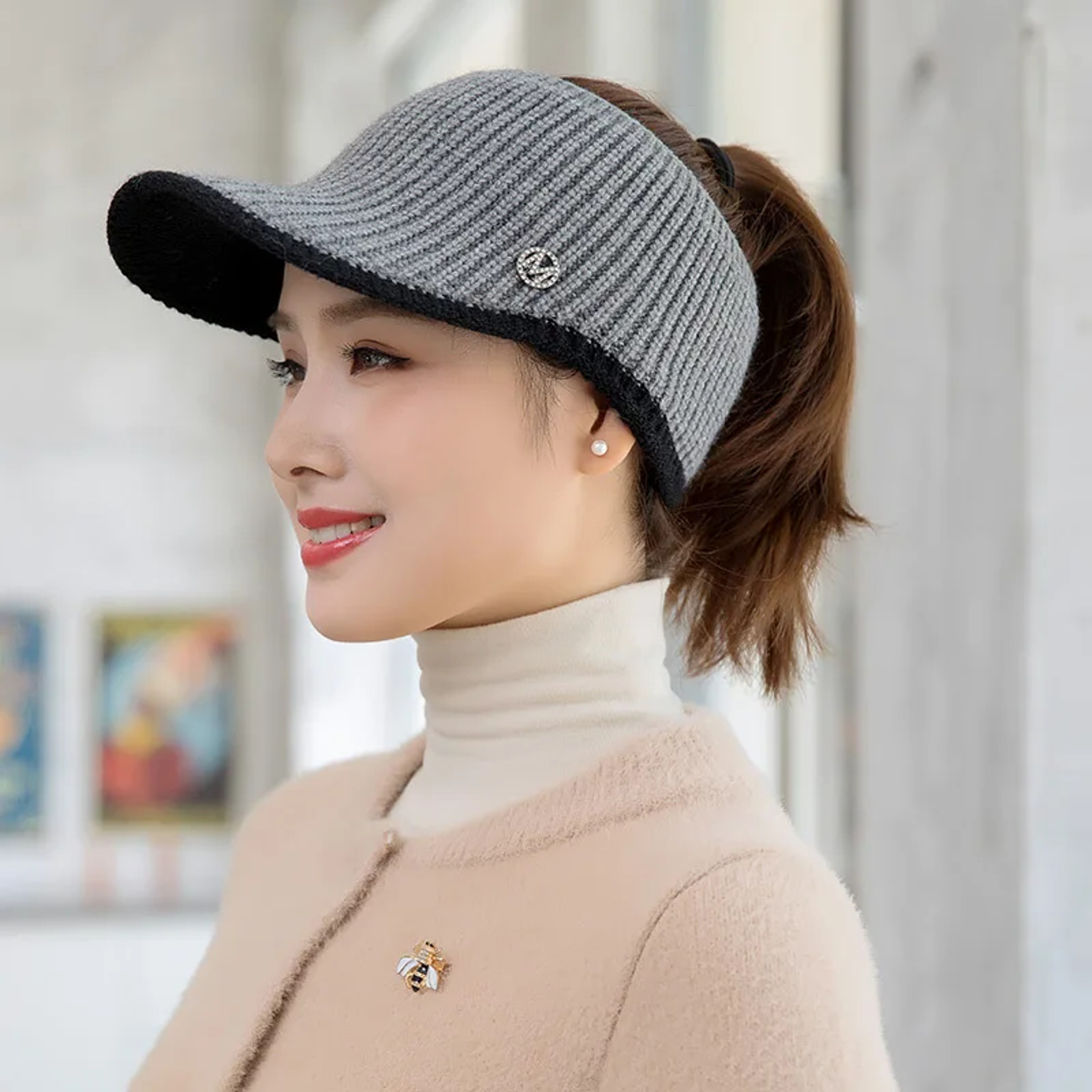 Breathable Outdoor Knit Baseball Cap For Women Fashionable Winter Woolen Hat For Cycling And Runnin 8