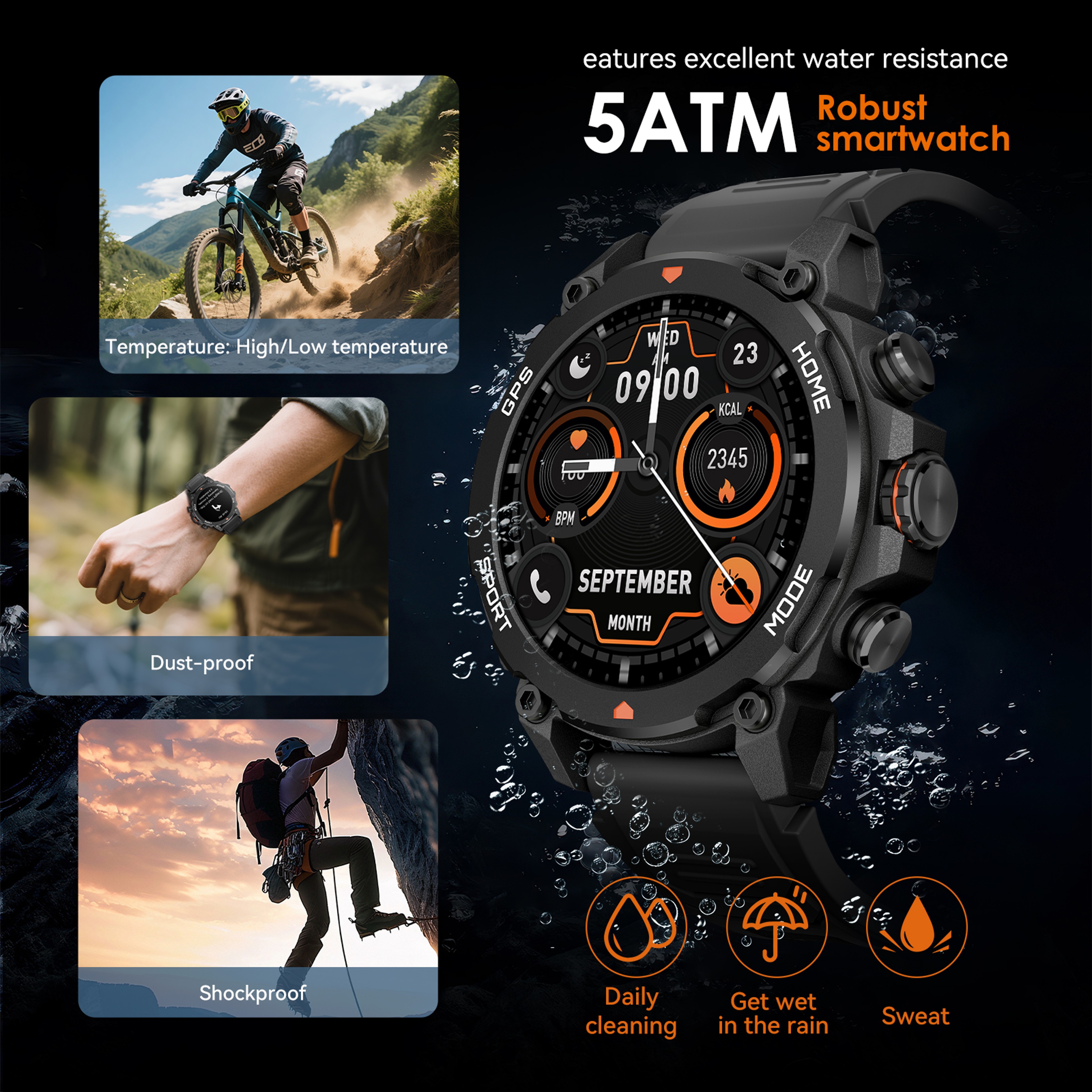 AURAFIT G6 GPS Compass Smartwatch With Display GPS Compass Sport Fitness Tracker Swimming BT Call F