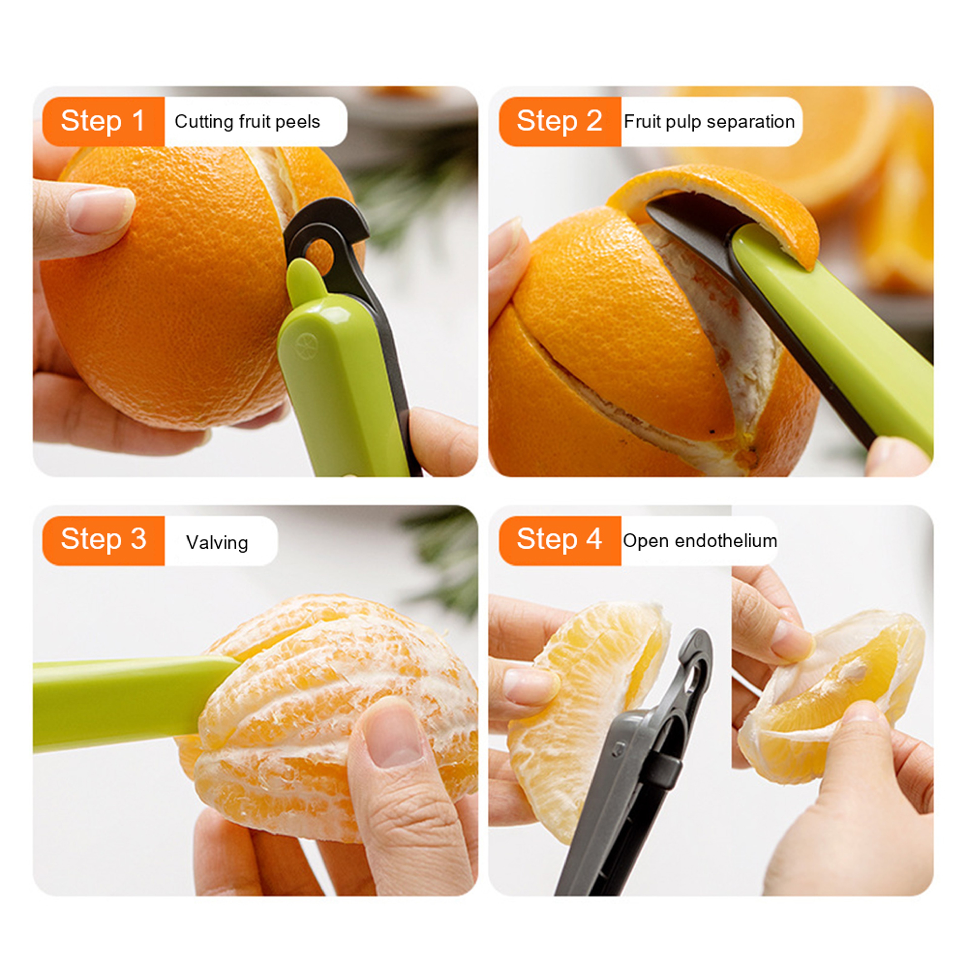 Orange Peeler Stripper Device, Multifunctional Peeling Knife for Grapefruit and Lemon - Kitchen Tools – view 6