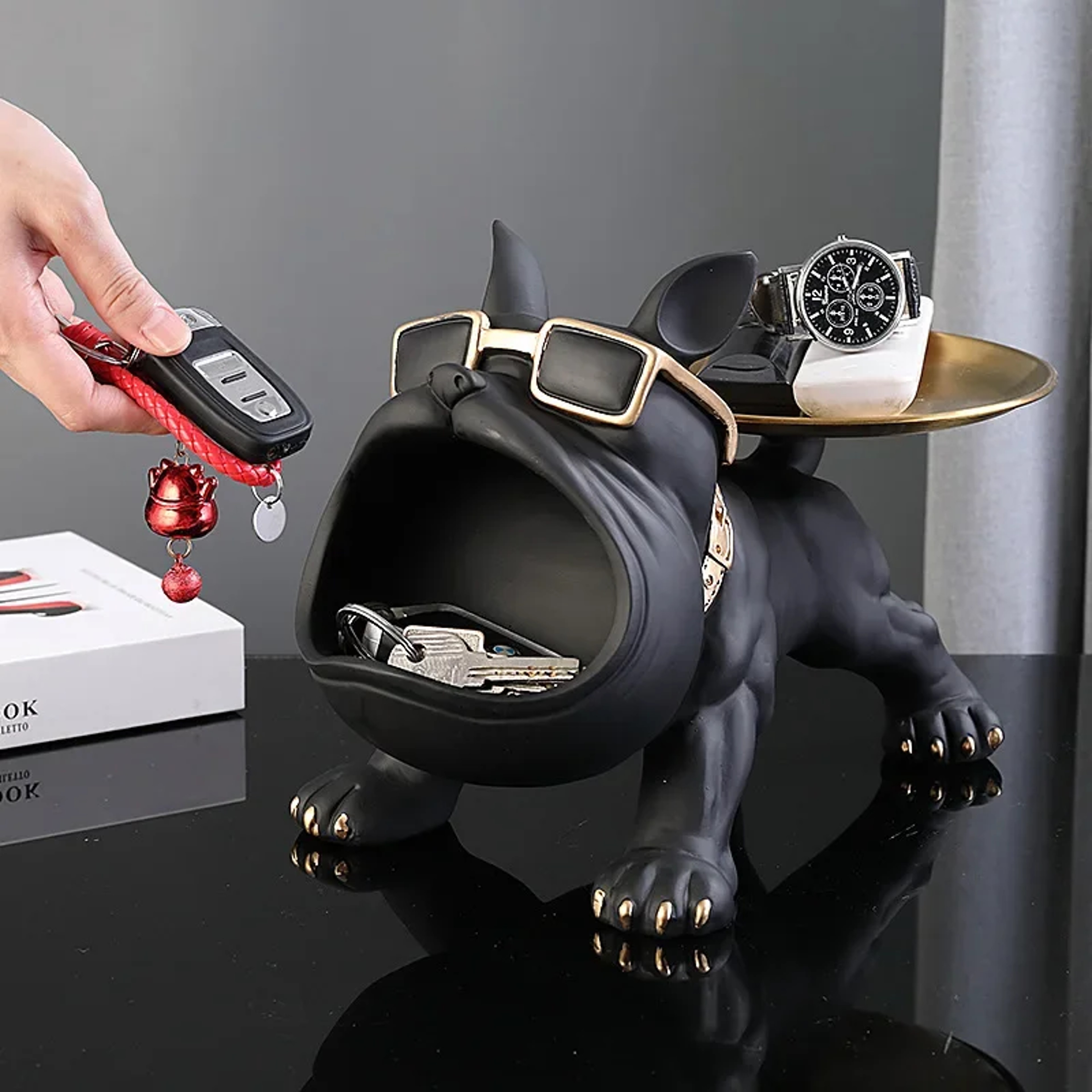 Home Decor Bulldog Sculpture Animal Ornament Key Storage Figurine 1