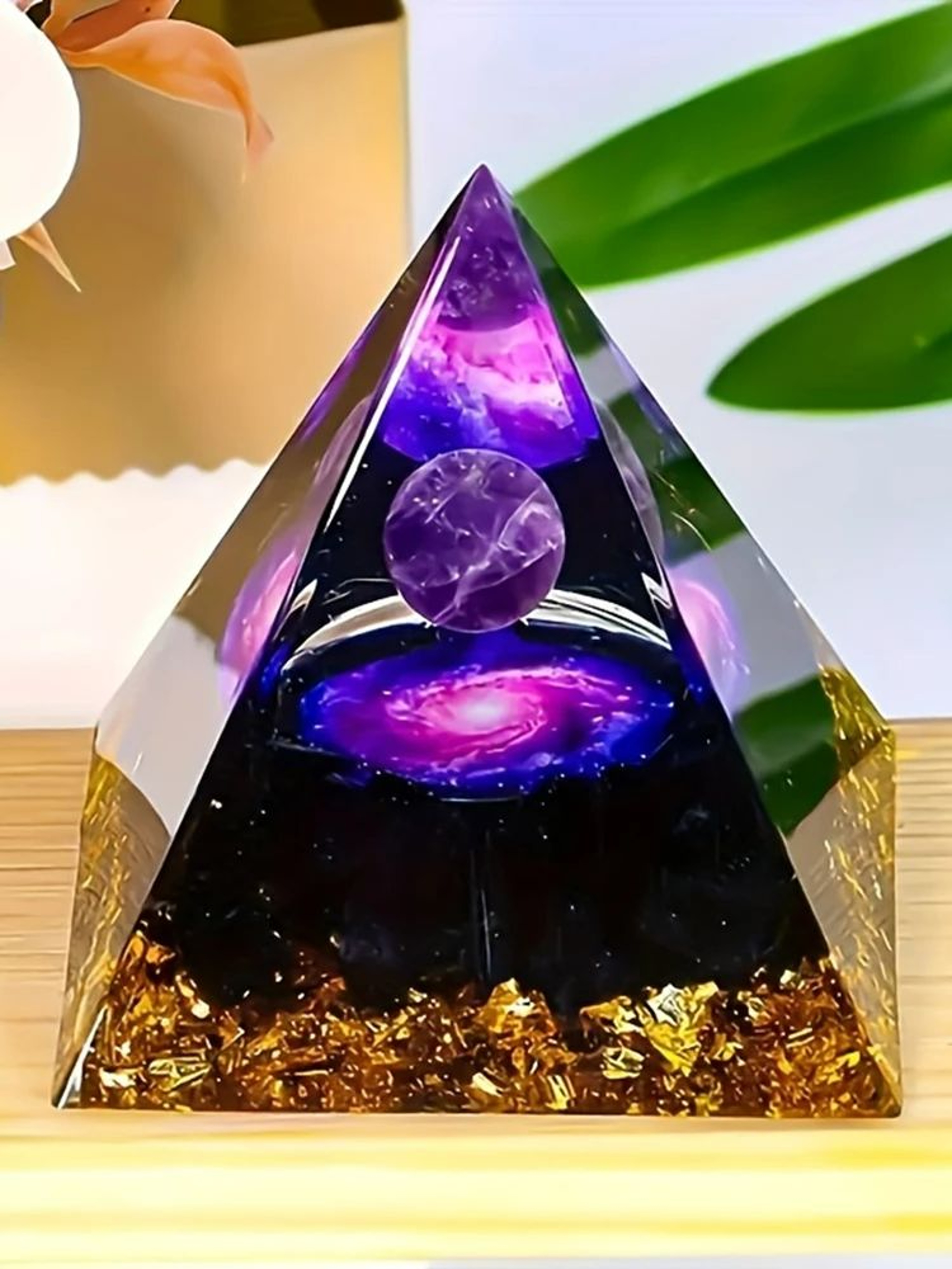 Homeopathic Amethyst Crystal Ball Pyramid, Raw Stone, Stress Relief and Wealth Attraction – view 7