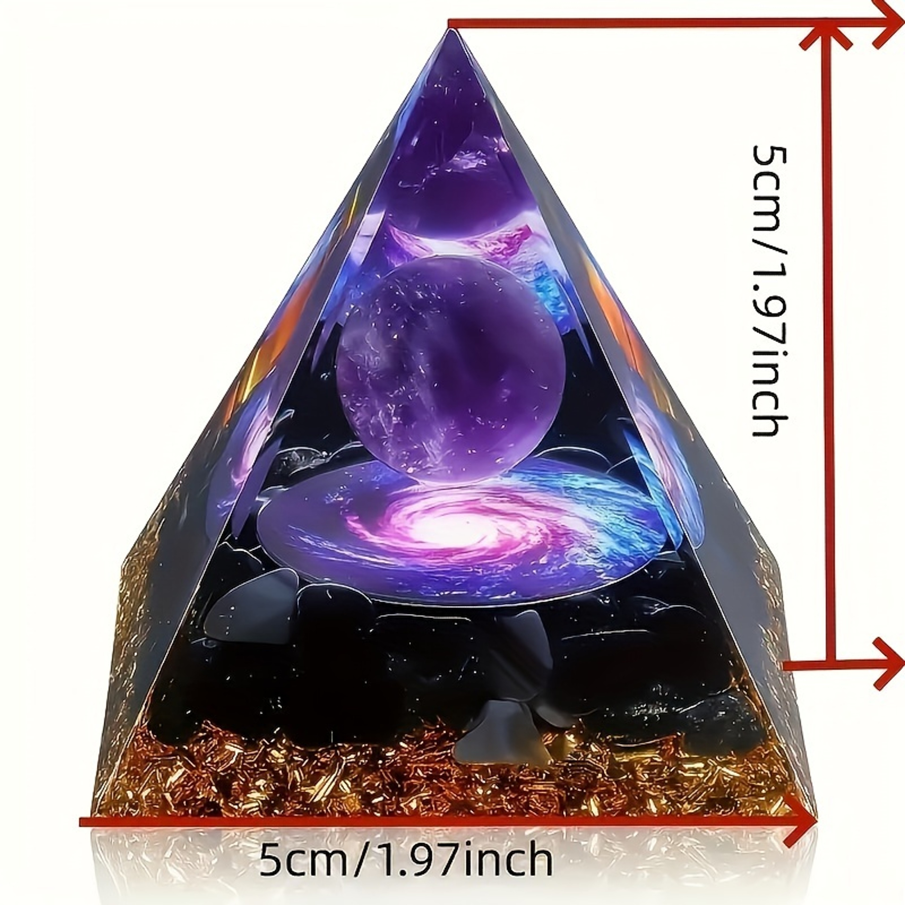 Homeopathic Amethyst Crystal Ball Pyramid, Raw Stone, Stress Relief and Wealth Attraction – view 5