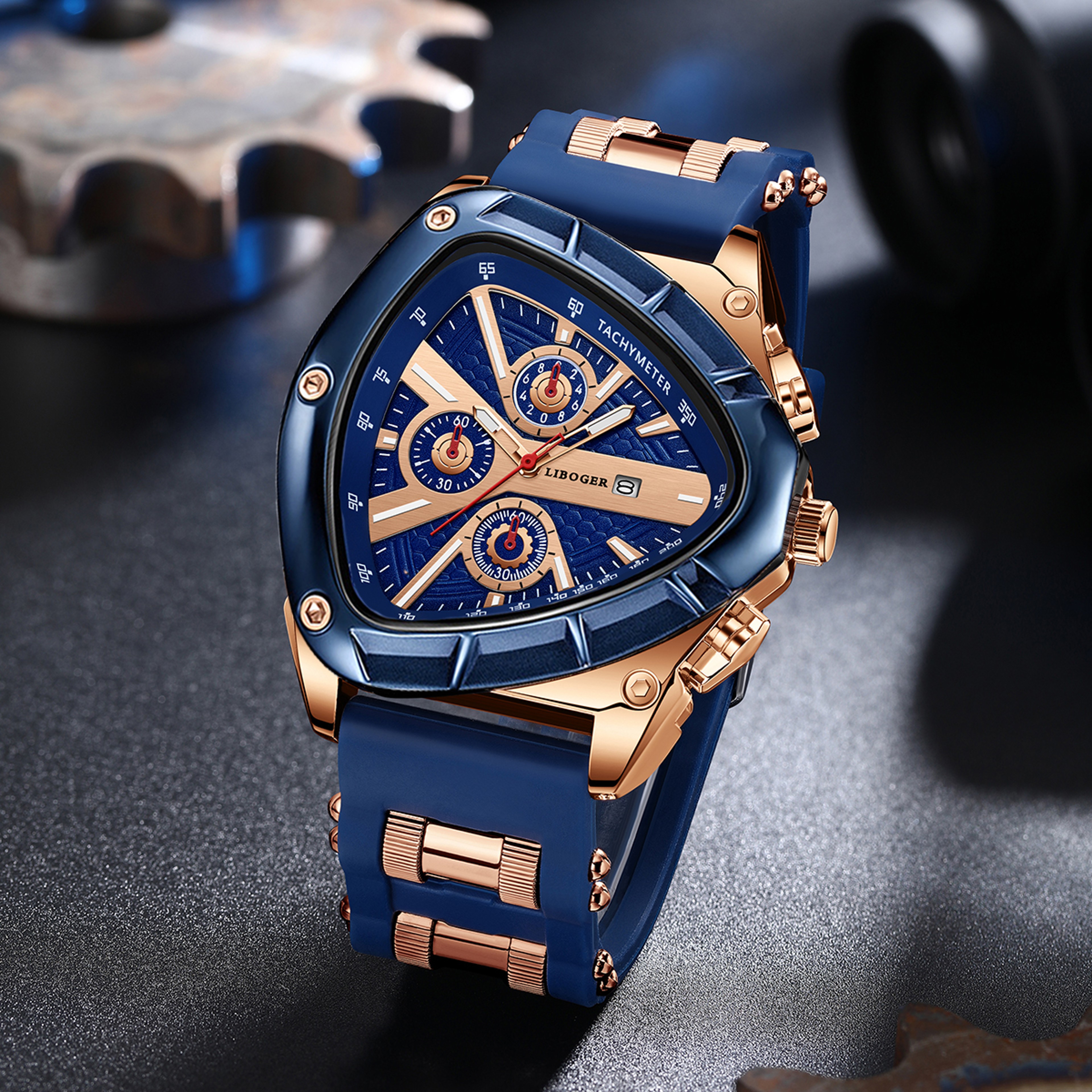 High Quality Silicone Strap Watch Unique Sports Men Auto Date Quartz Wristwatch New Design Gift For 5