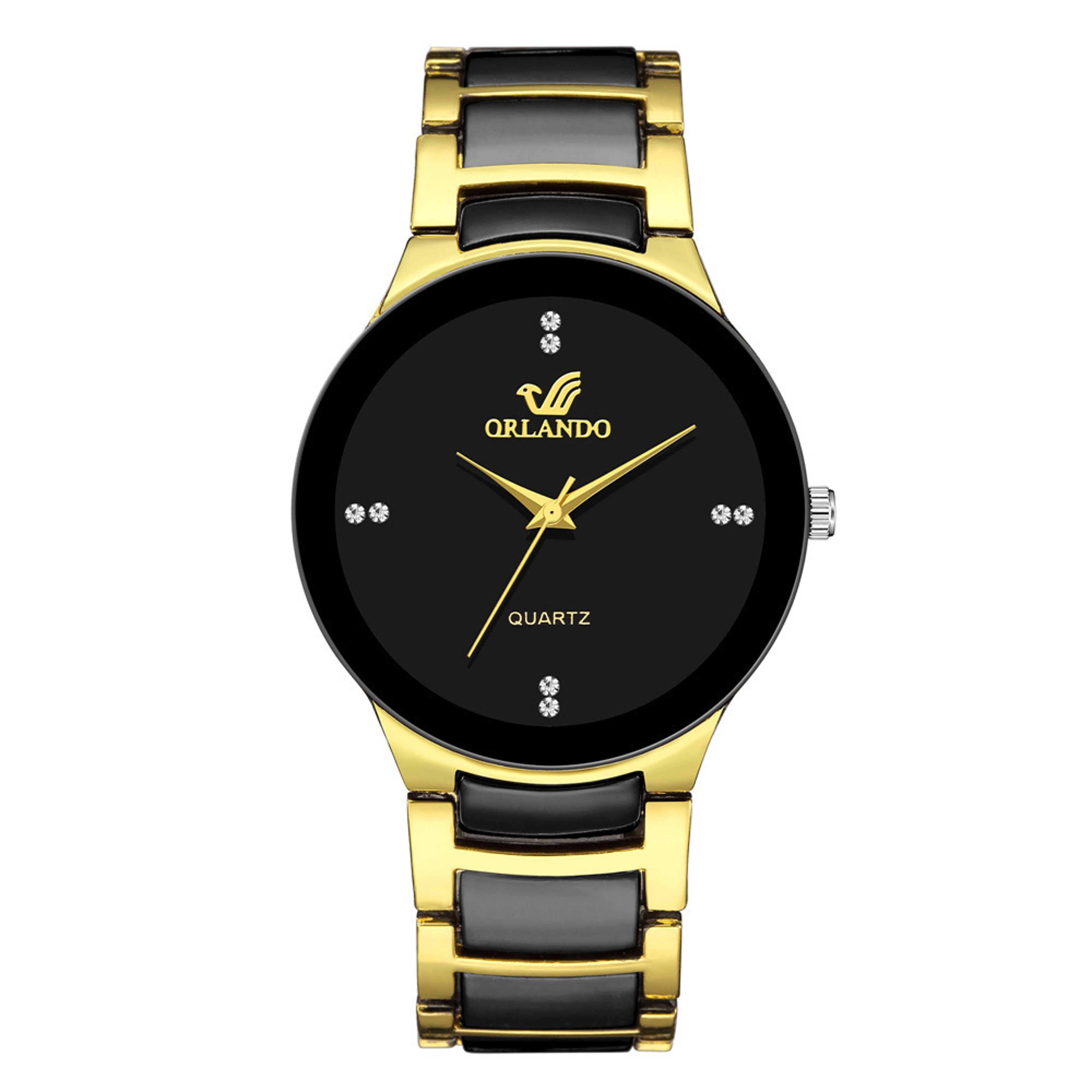 Exquisite Mens Luxury Watch Black Gold Quartz Steel Fashion Clock 5
