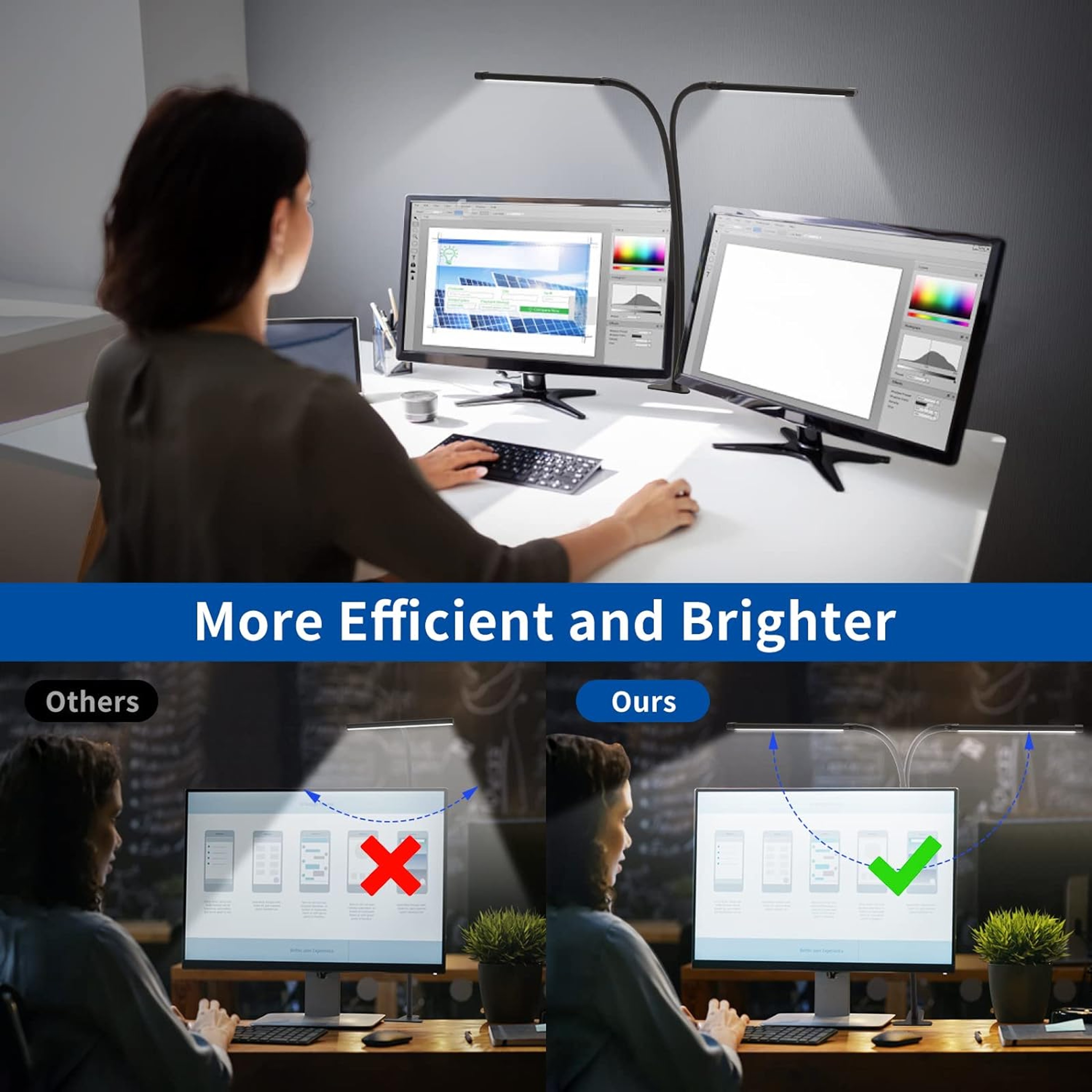 Clip-on Desk Lamp for Study, Lighting Modes, Flexible Gooseneck, Eye-Care Reading Lamp, USB Powered with Brightness – view 3