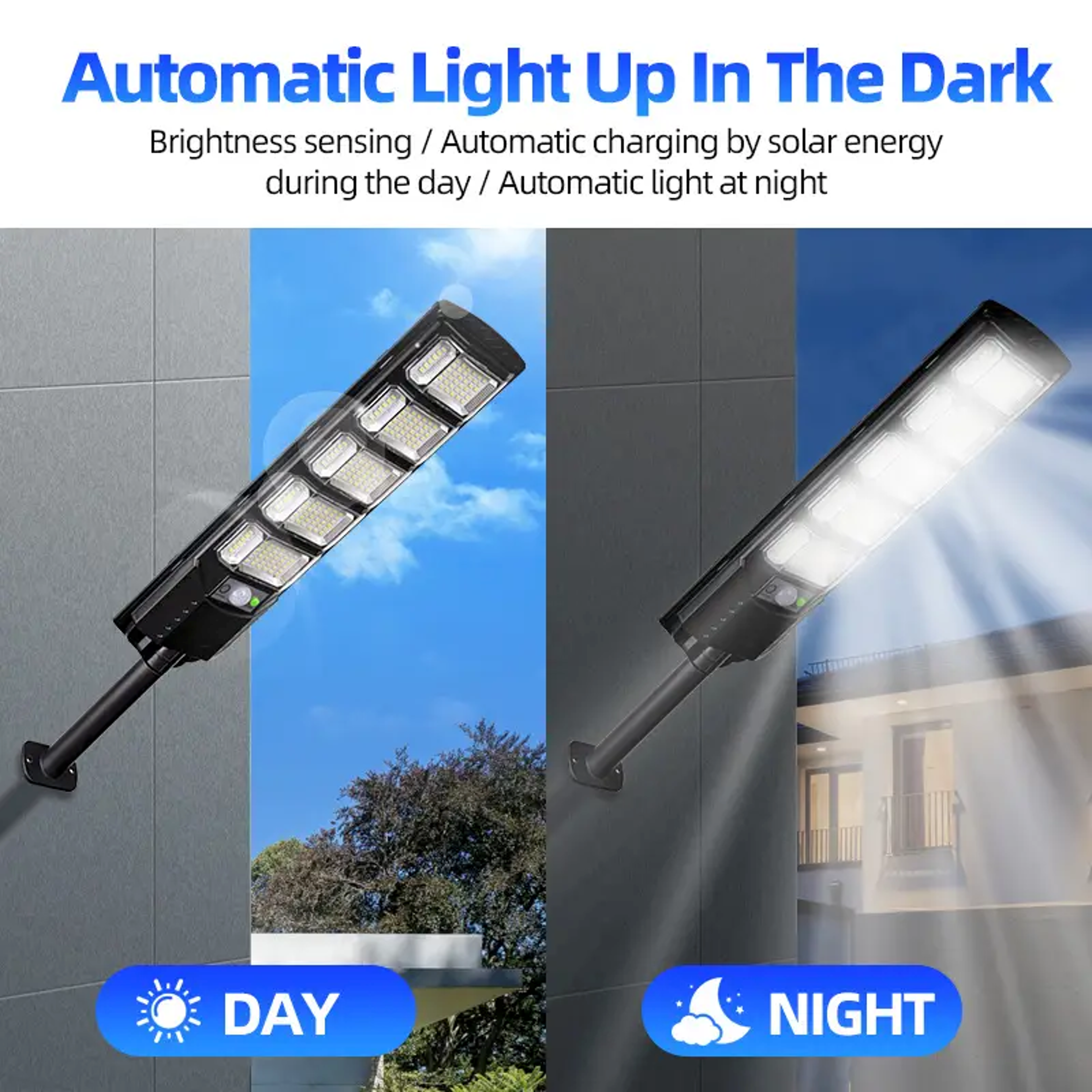 LED Outdoor Solar Street Light Commercial Dusk To Dawn Waterproof 0