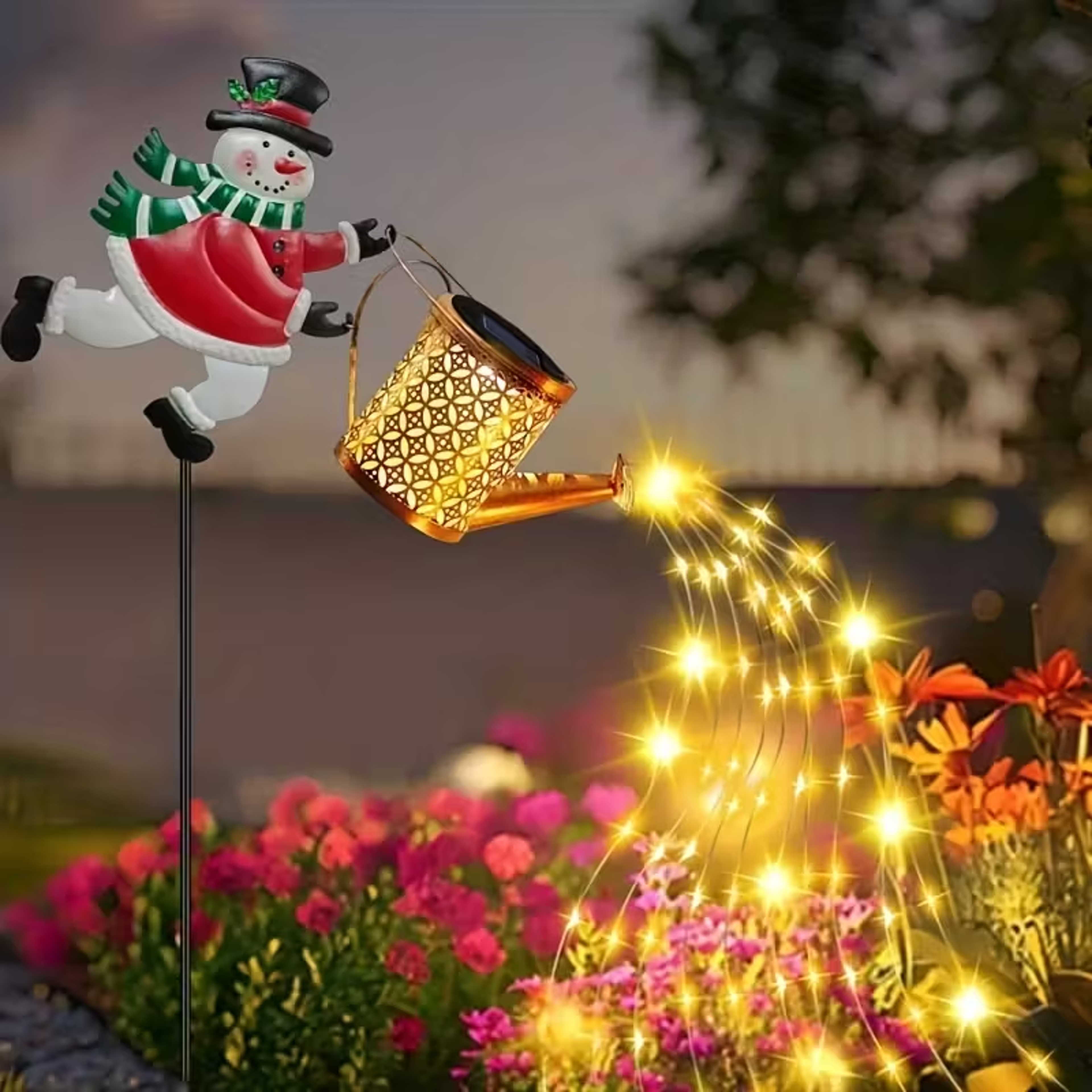 LED Santa Claus Watering Can Light, Solar Snowman Kettle Outdoor Garden Lights for Yard Lawn Christmas Decor – view 1