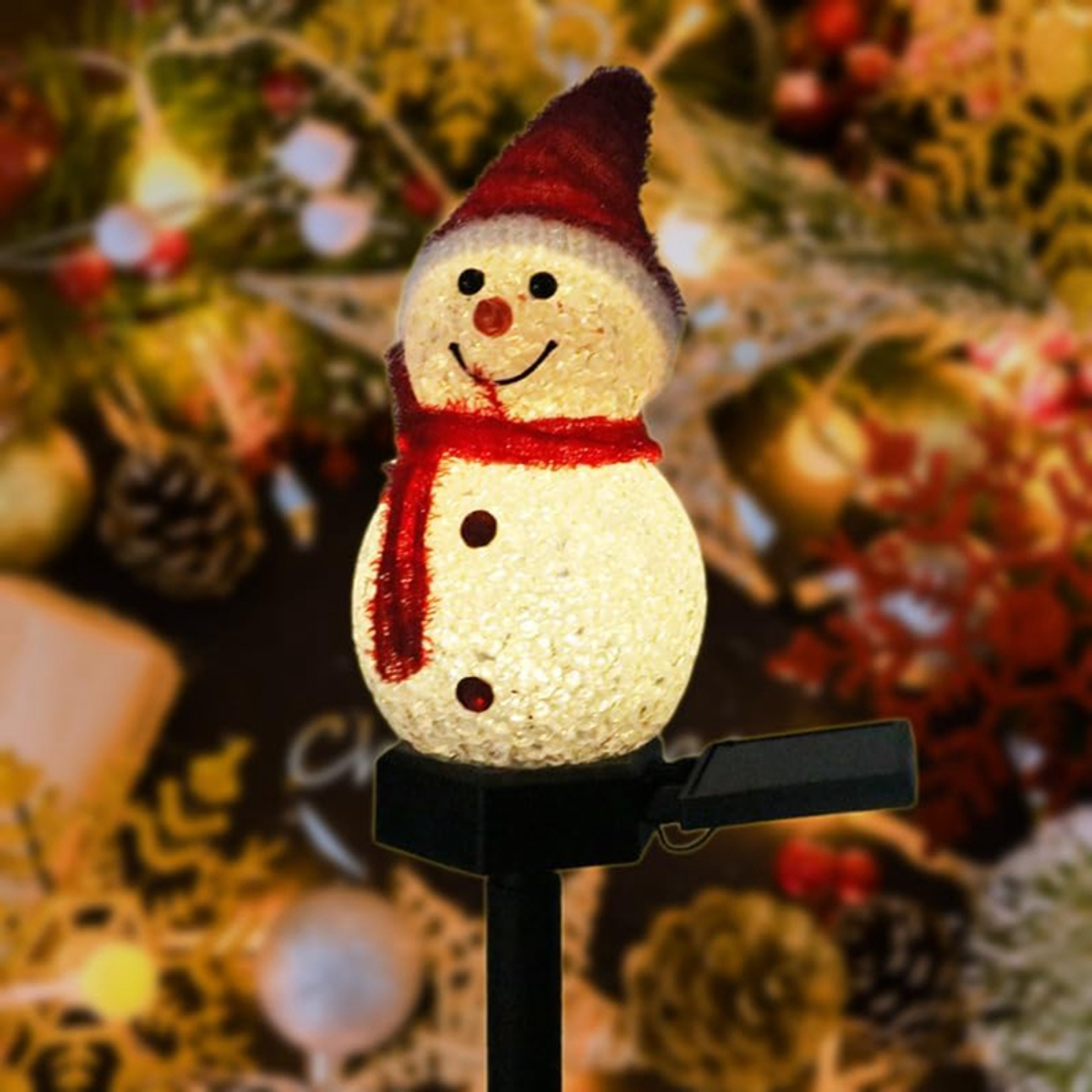Solar Powered Xmas Pathway Lights LED Snowman Solar Garden Light Outdoor Ground Stake Light For Chr 0