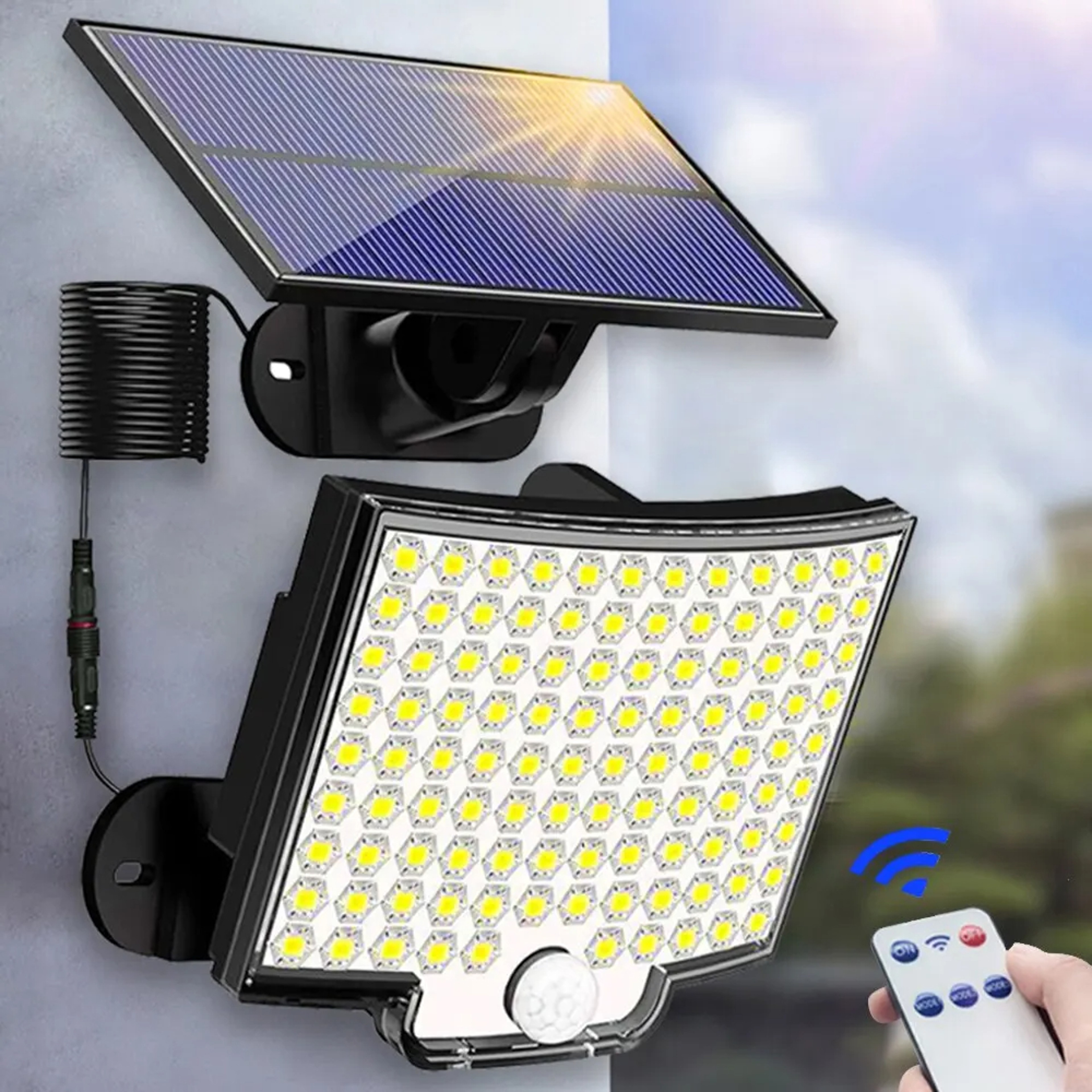 SolarPowered Outdoor Lights With Motion Sensor Waterproof LED Floodlight For Wall Patio Backyard Ga 0
