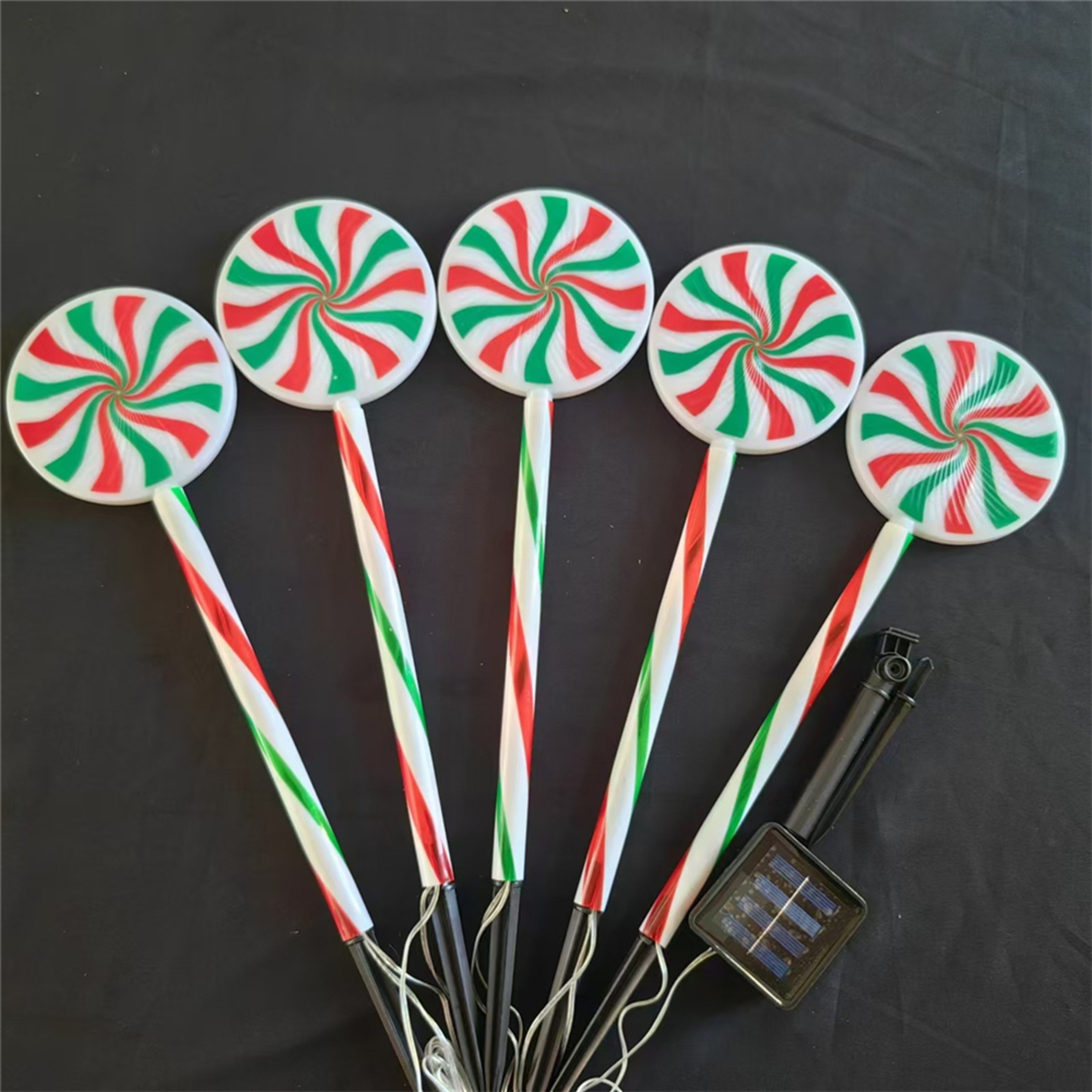 Candy Cane Stake Lights Christmas Solar Pathway Lights Waterproof Holiday Decorations Lawn Light 6