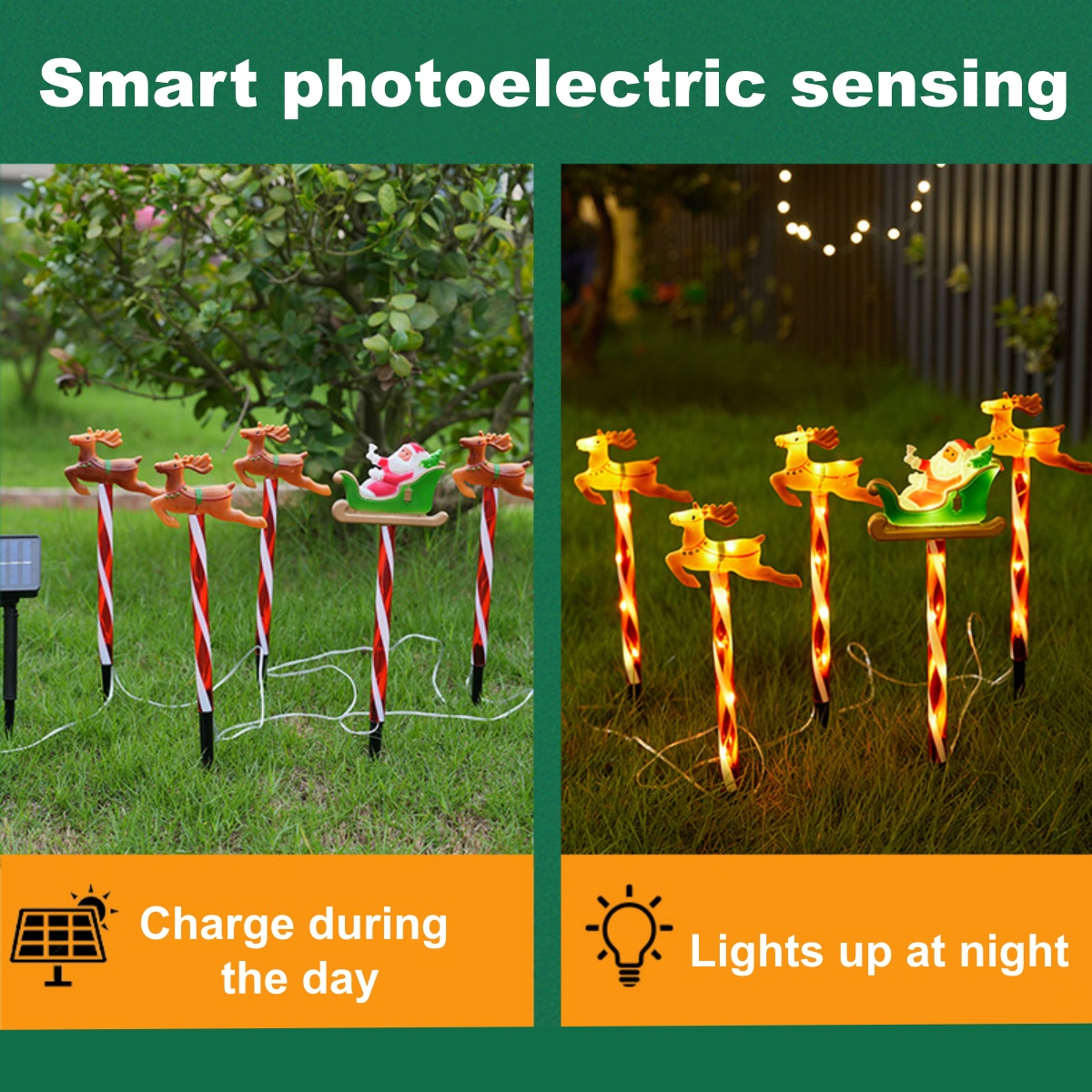 Deer Pulling Car Santa Claus Holiday Decoration, Outdoor Lawn Lights Grounding Atmosphere Ornament – view 2