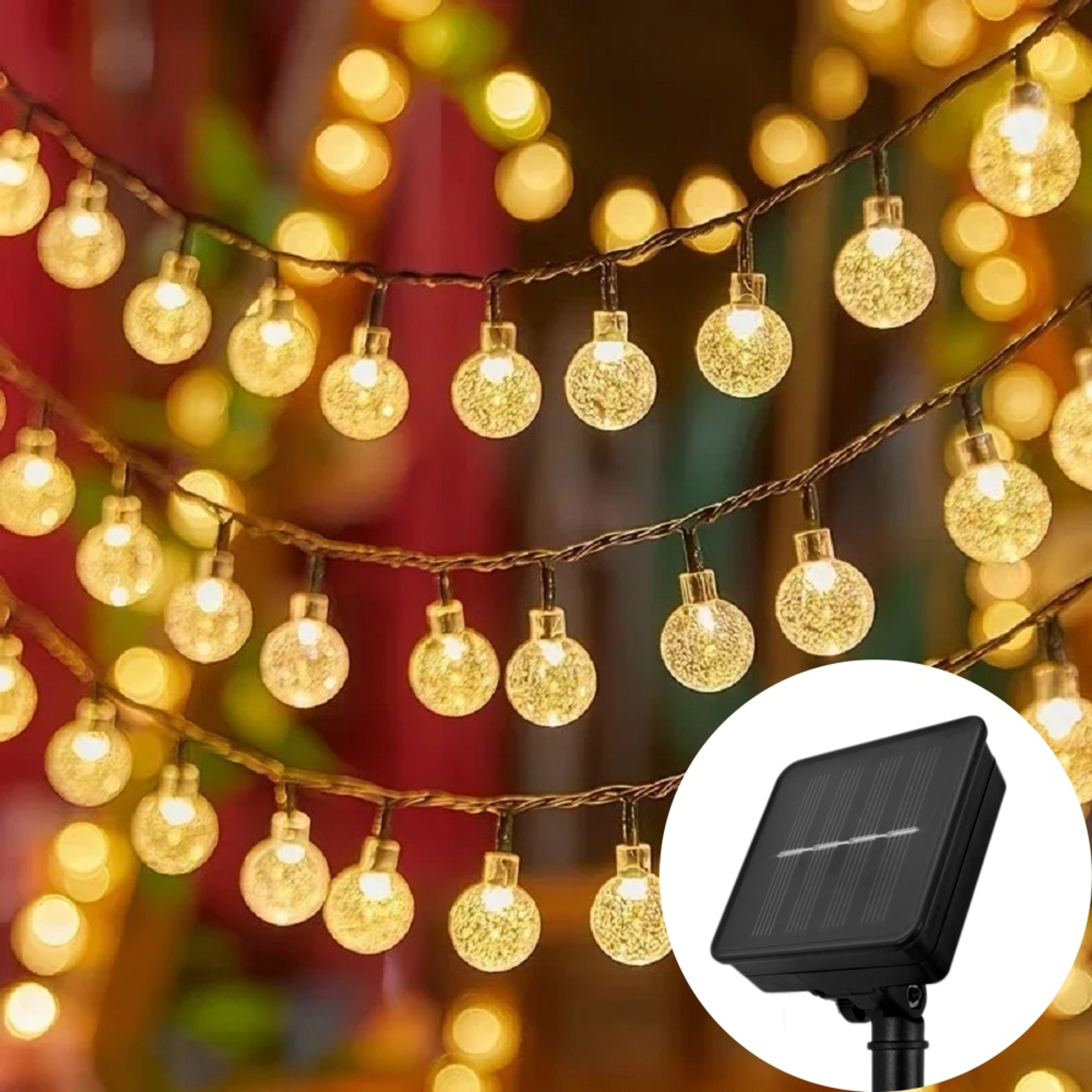 Solar Crystal Ball LED Light String Outdoor Waterproof LED Holiday Garden Decor 7