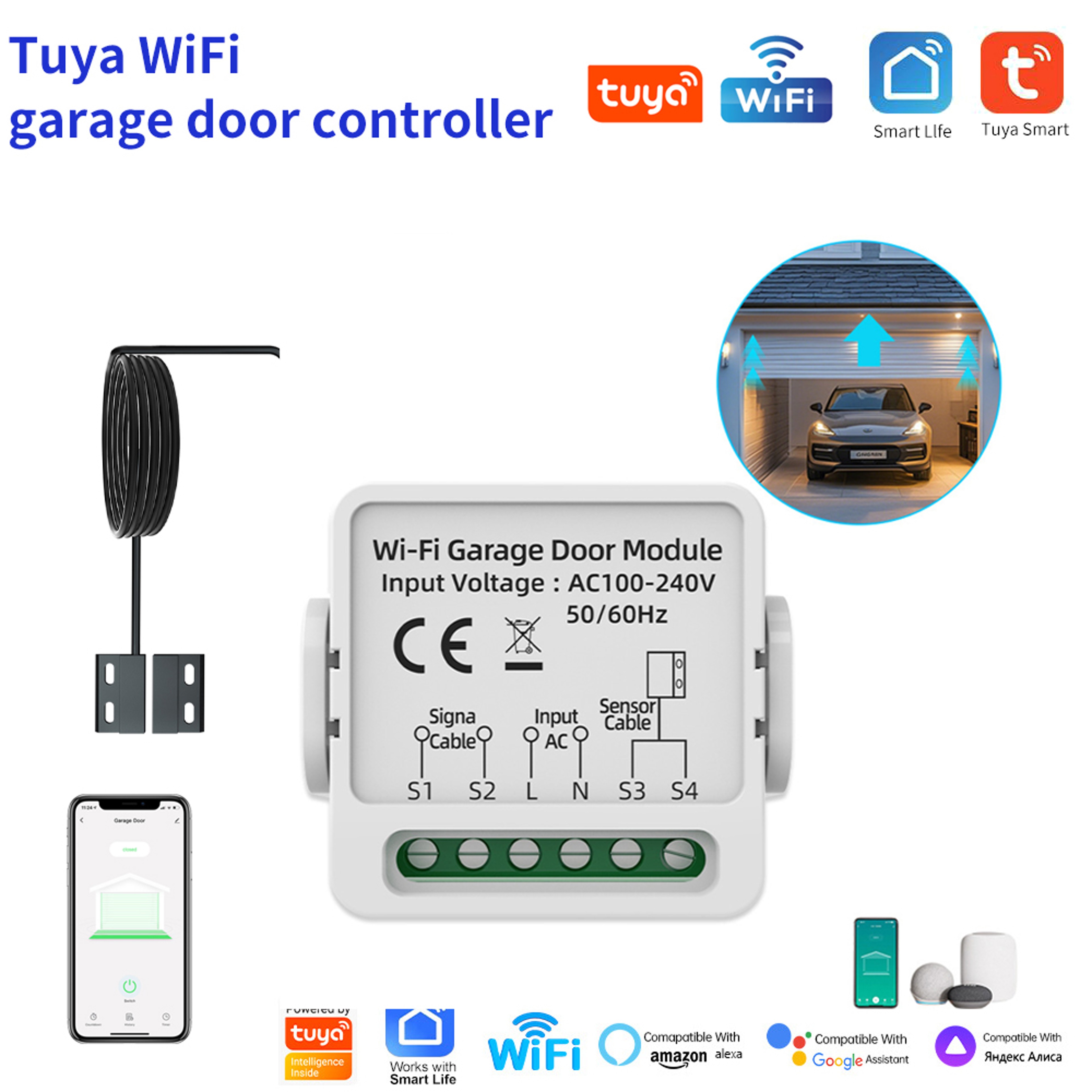 Smart Life Garage Door Opener Controller With Dry Contact Switches For Smart Home Security And Alar 1