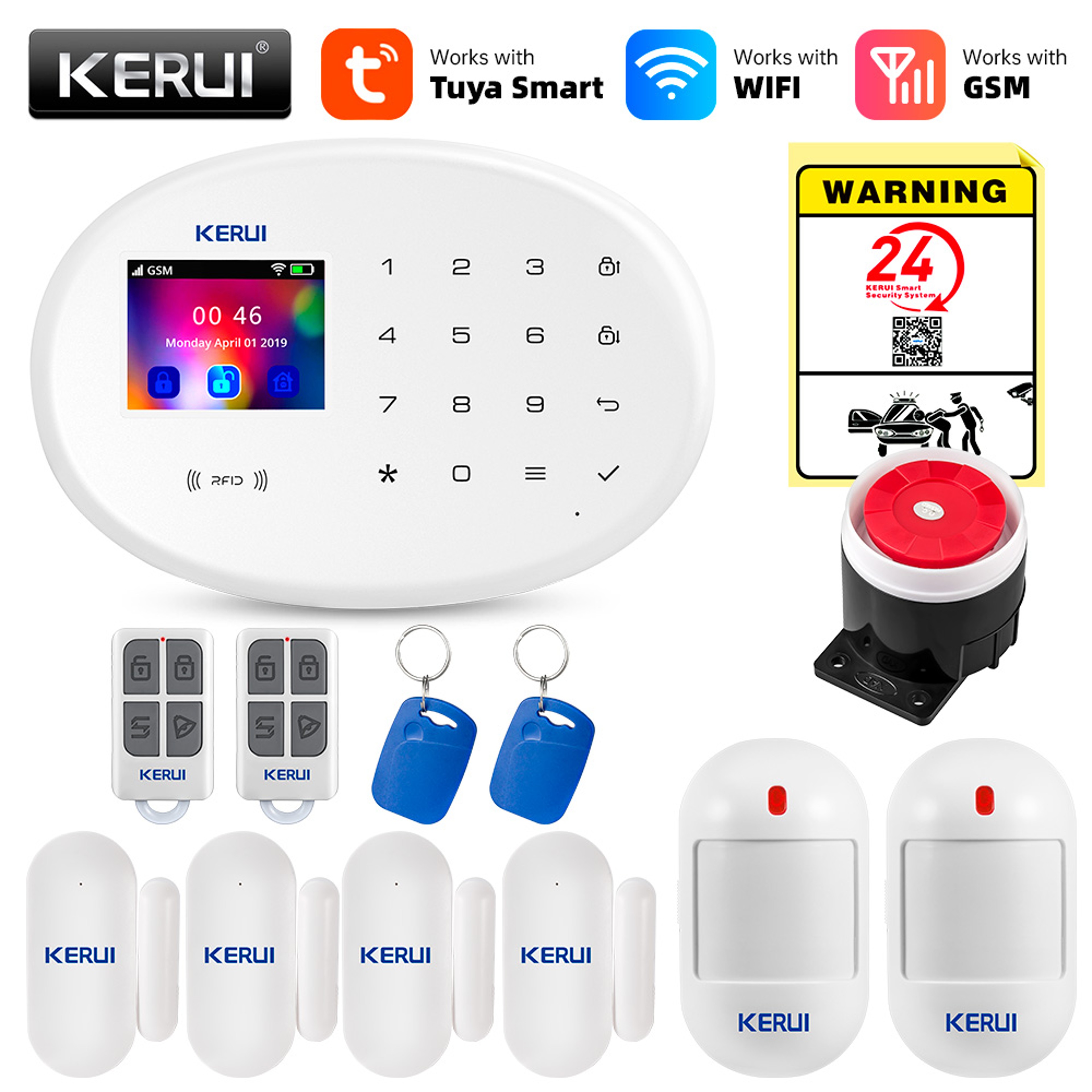 Wireless GSM Alarm System For Home Security 433MHz WiFi Tuya Smart Control Motion Detection Sensor 9