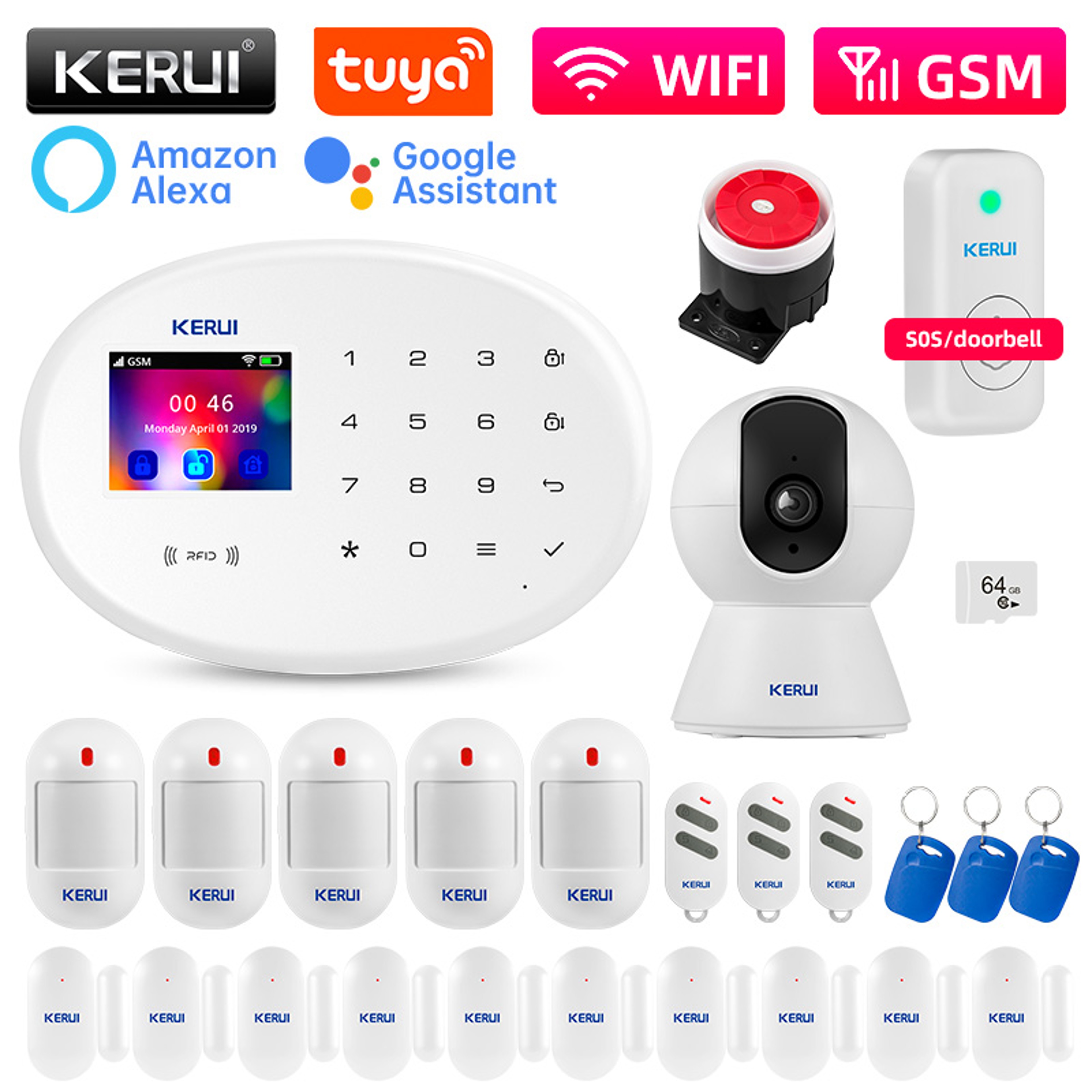 WIFI GSM Alarm System Kit Motion Detector Tuya Smart Remote Control Door Sensor For Home Security A
