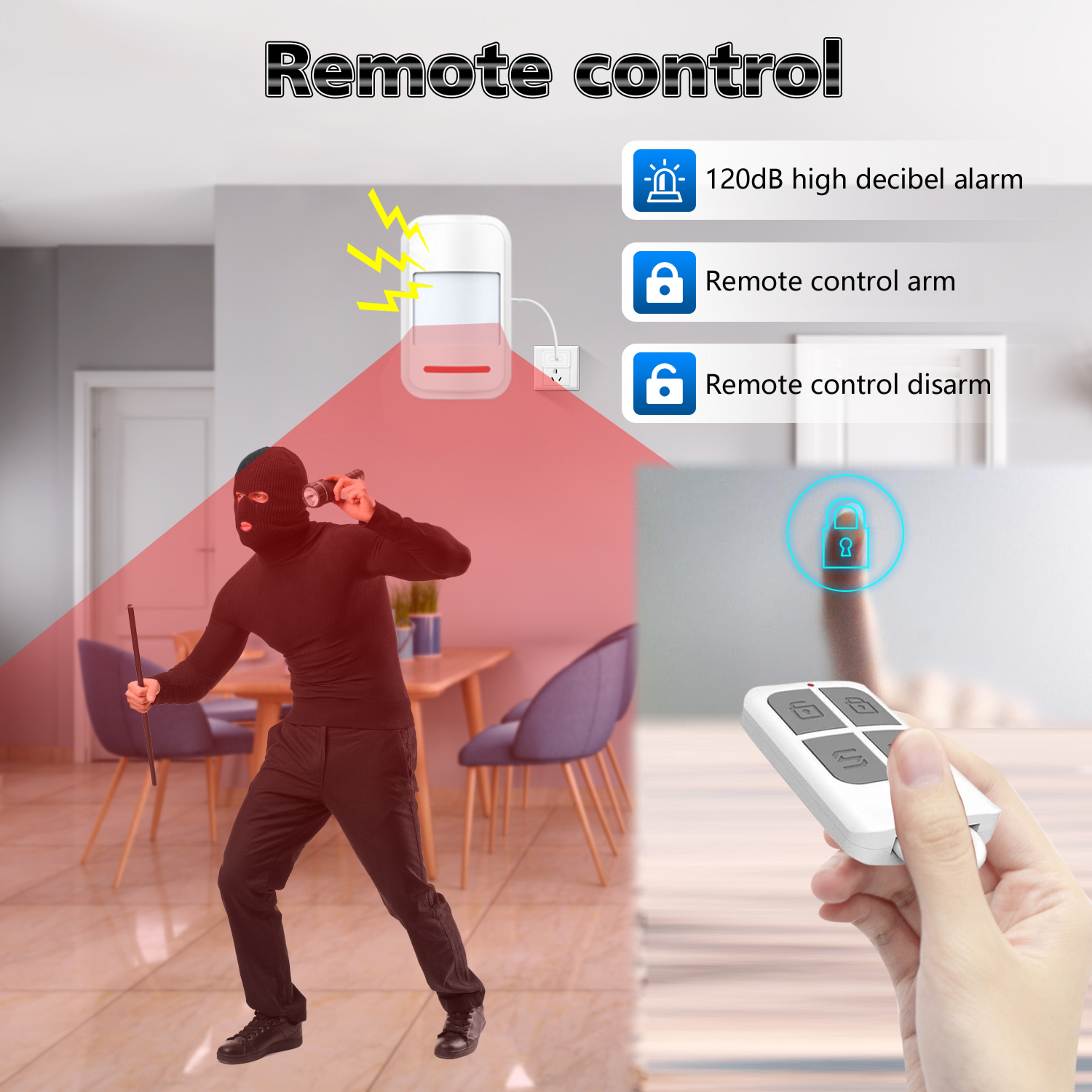 PIR Motion Sensor Infrared Detector Human Body Movement Alarm Modes  Welcome Security Remote Contro