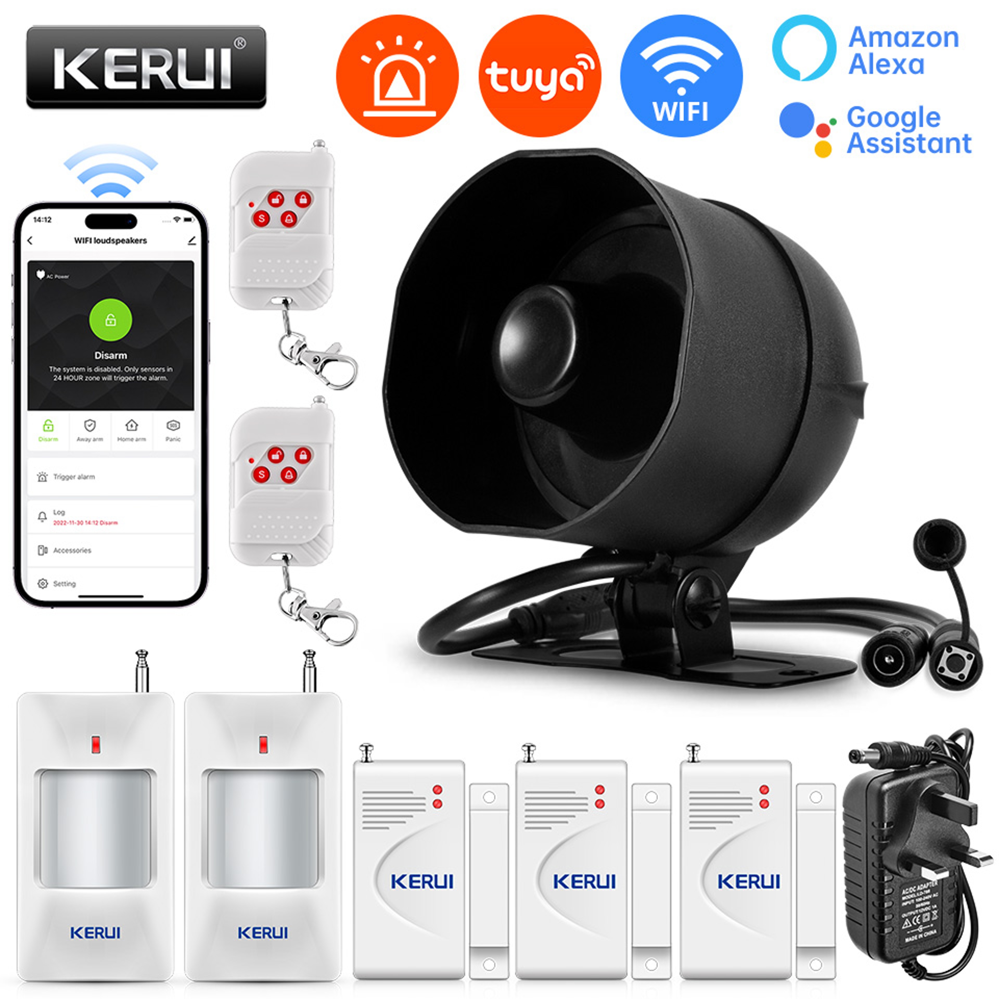 Smart Speaker Alarm Kit Siren Alarm System WiFi Tuya Motion Sensor Door Sensor For Home Security Pr 6
