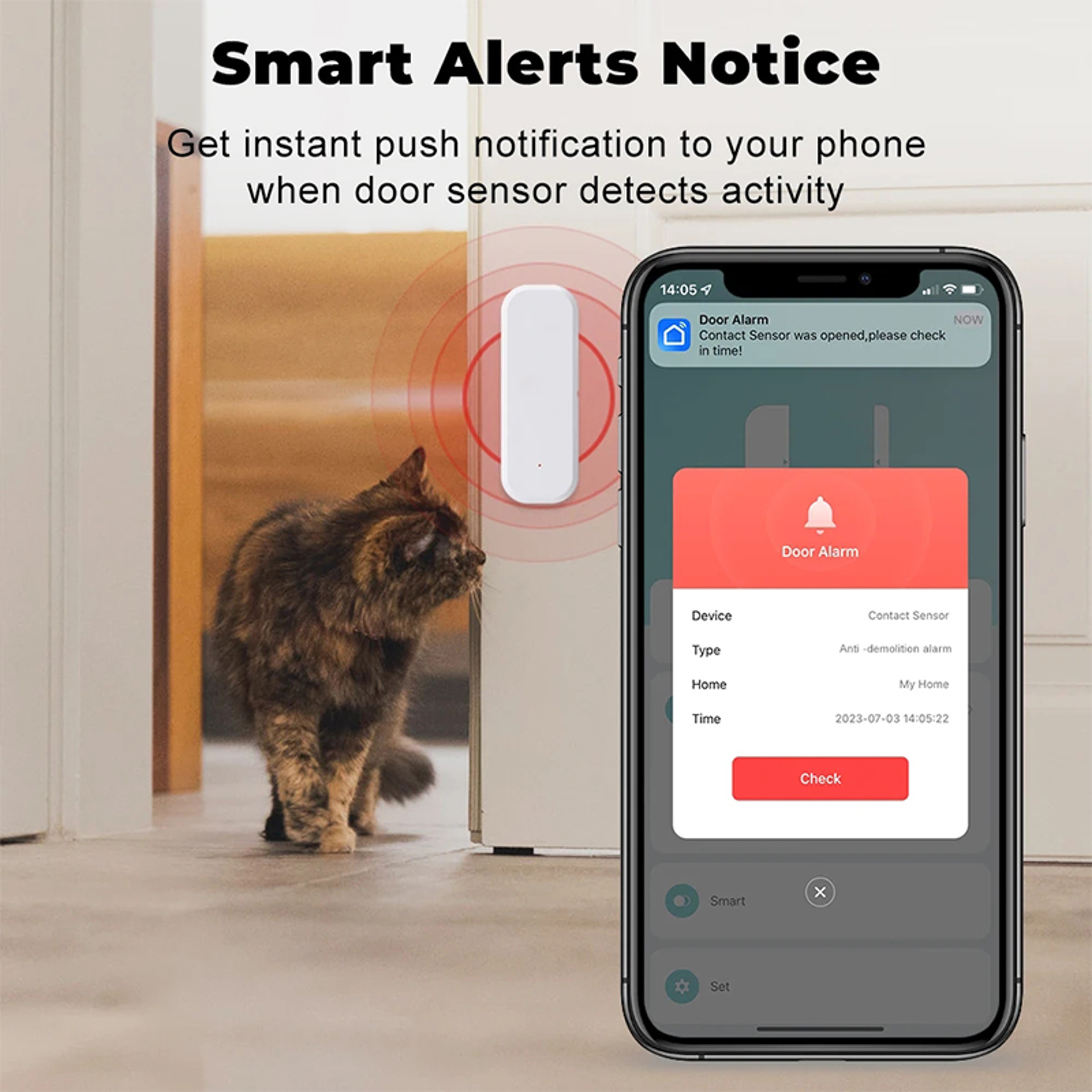 Smart Home Security Protection Alarm System Tuya WiFi Smart Door Window Sensor Door Open Closed Det 3