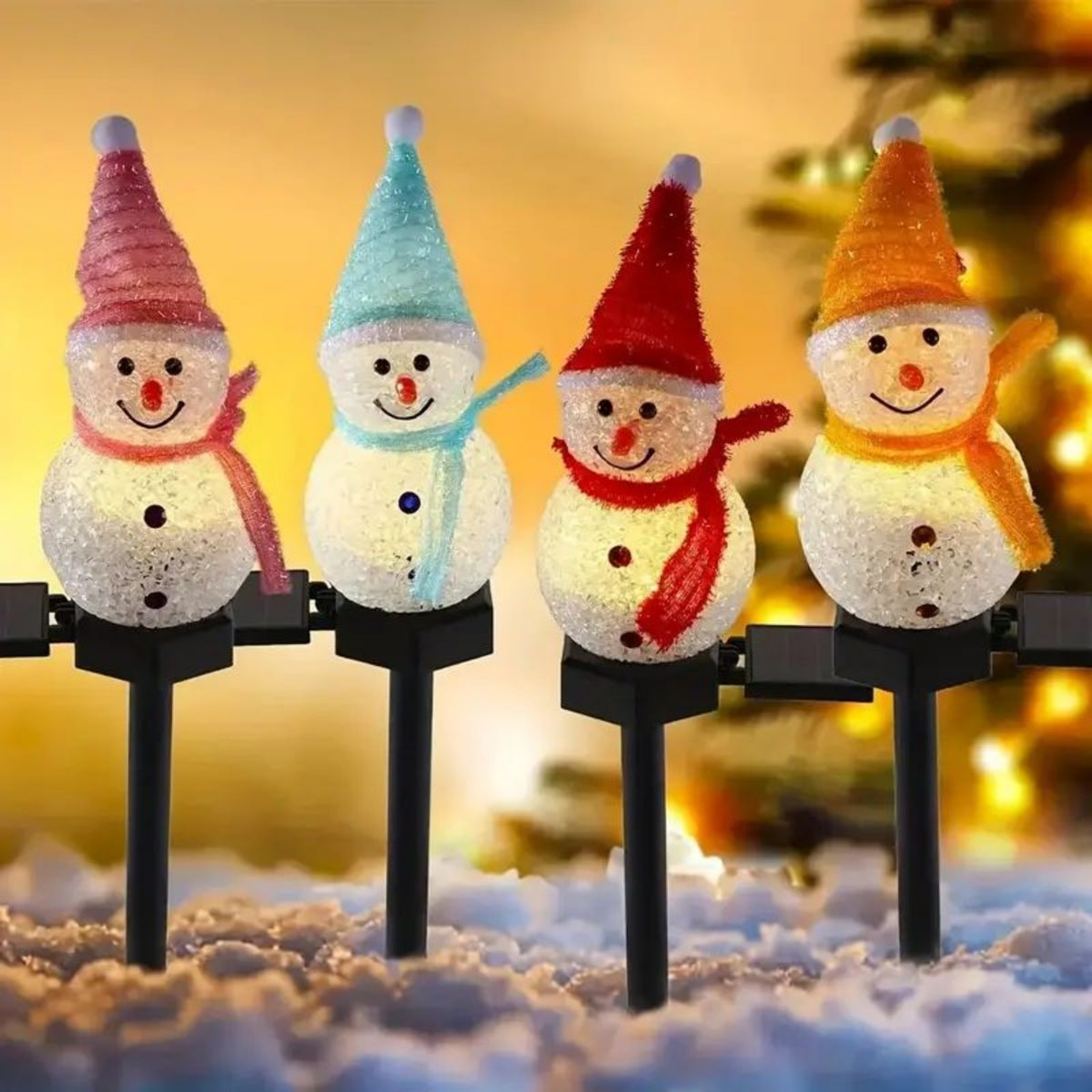 Solar Christmas Snowman Light Lawn Garden Decorative Light For Outdoor Courtyard Plugin Landscape G 4