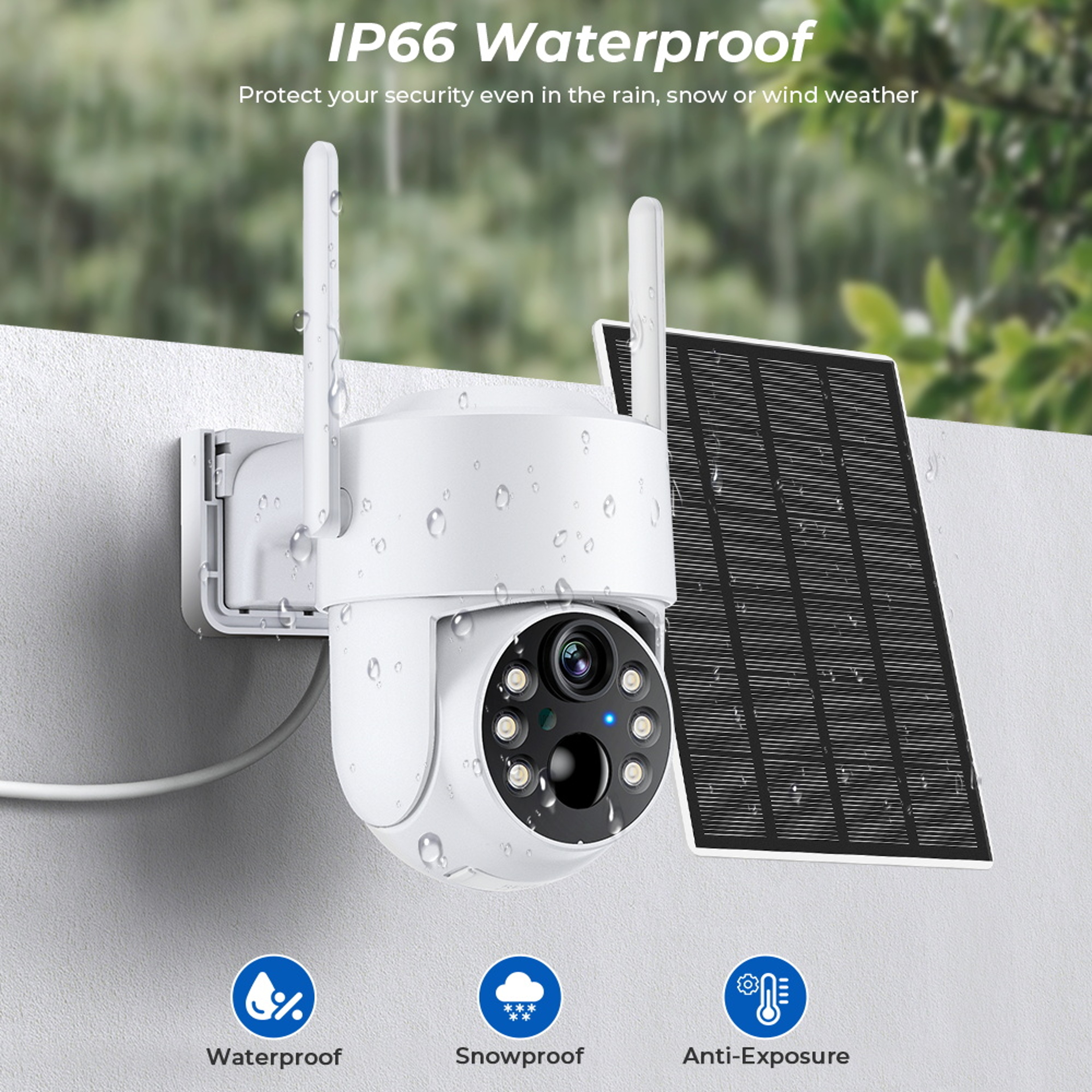 Outdoor WiFi PTZ Camera HD Wireless Solar IP Camera Builtin Battery Long Time Standby 3