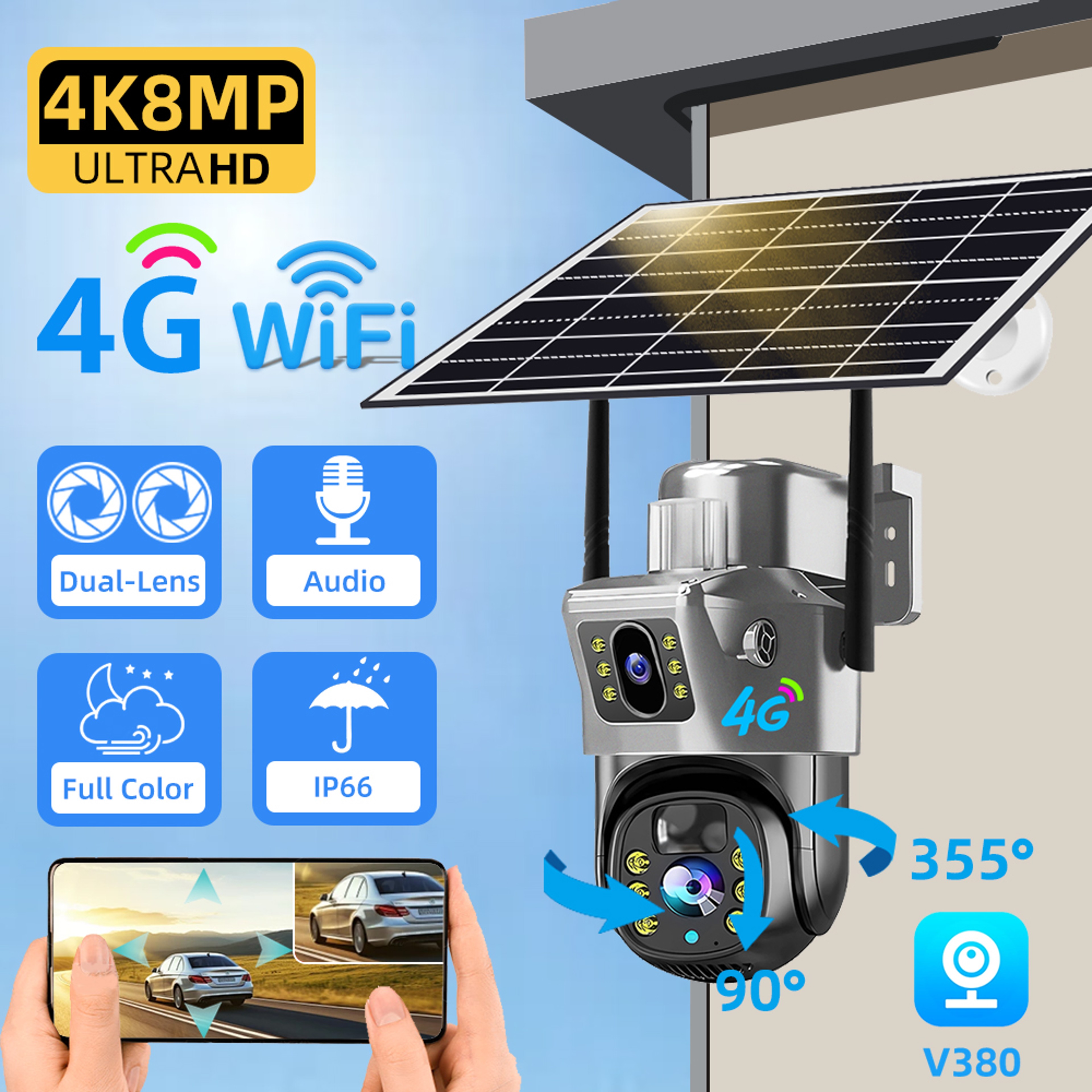 Outdoor Security Camera Dual Lens Auto Tracking 6K Night Vision PIR CCTV Protection For Safety 0