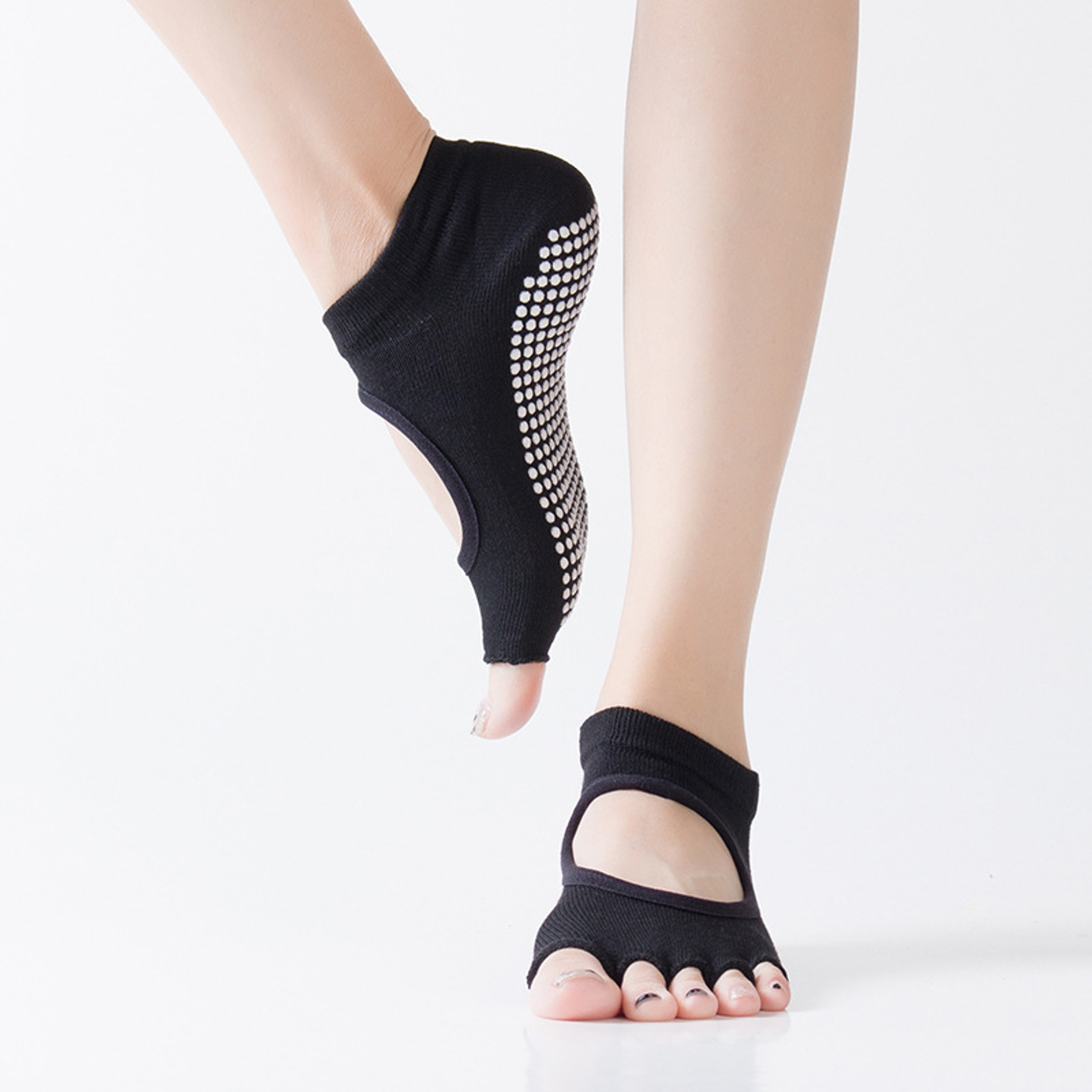 Breathable Pilates Socks For Women NonSlip Yoga Socks Five Toe Backless Fitness Slippers Ladies Bal 2