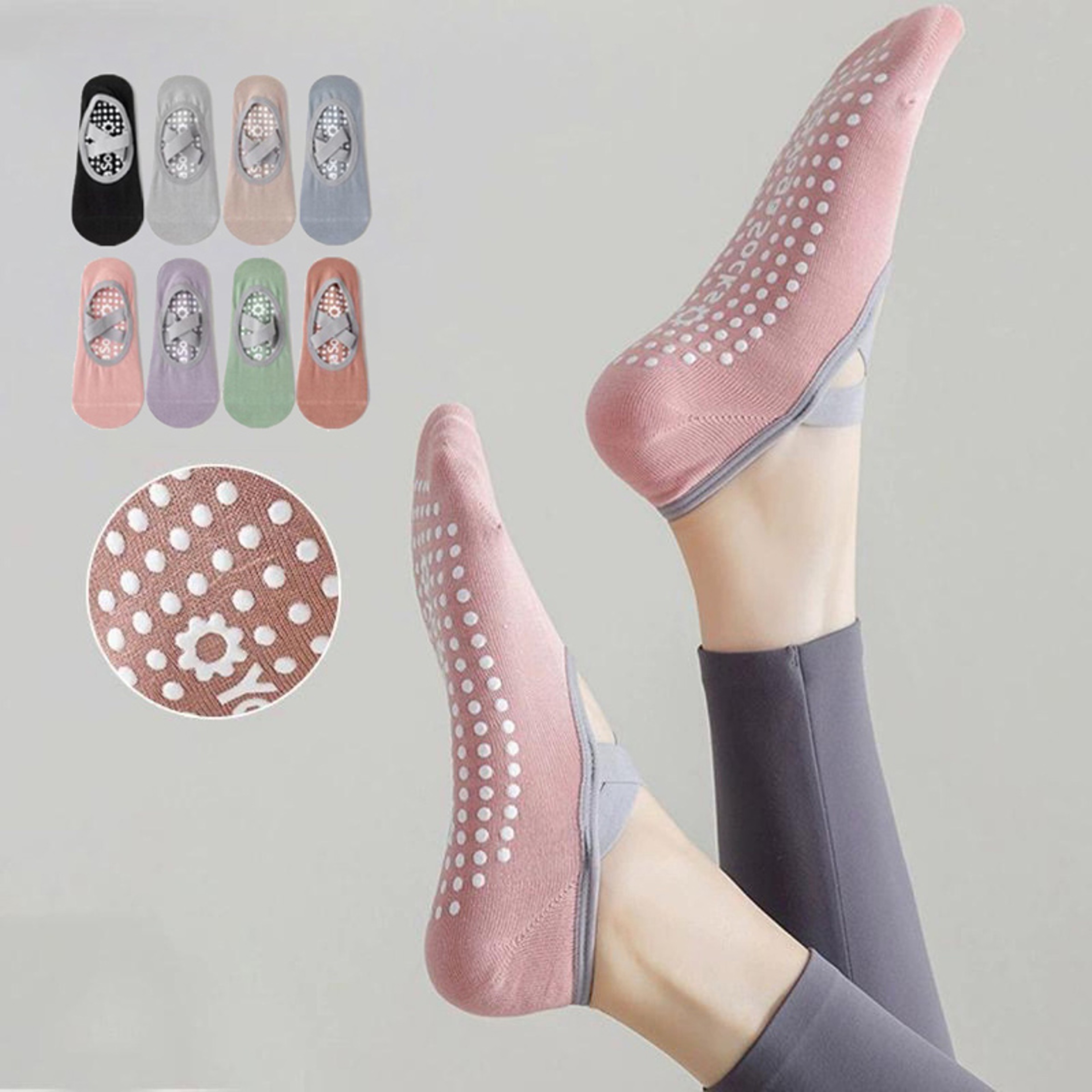 Cotton Breathable Yoga Socks For Women Silicone NonSlip Pilates Sock Bandage Ballet Dance Fitness 5