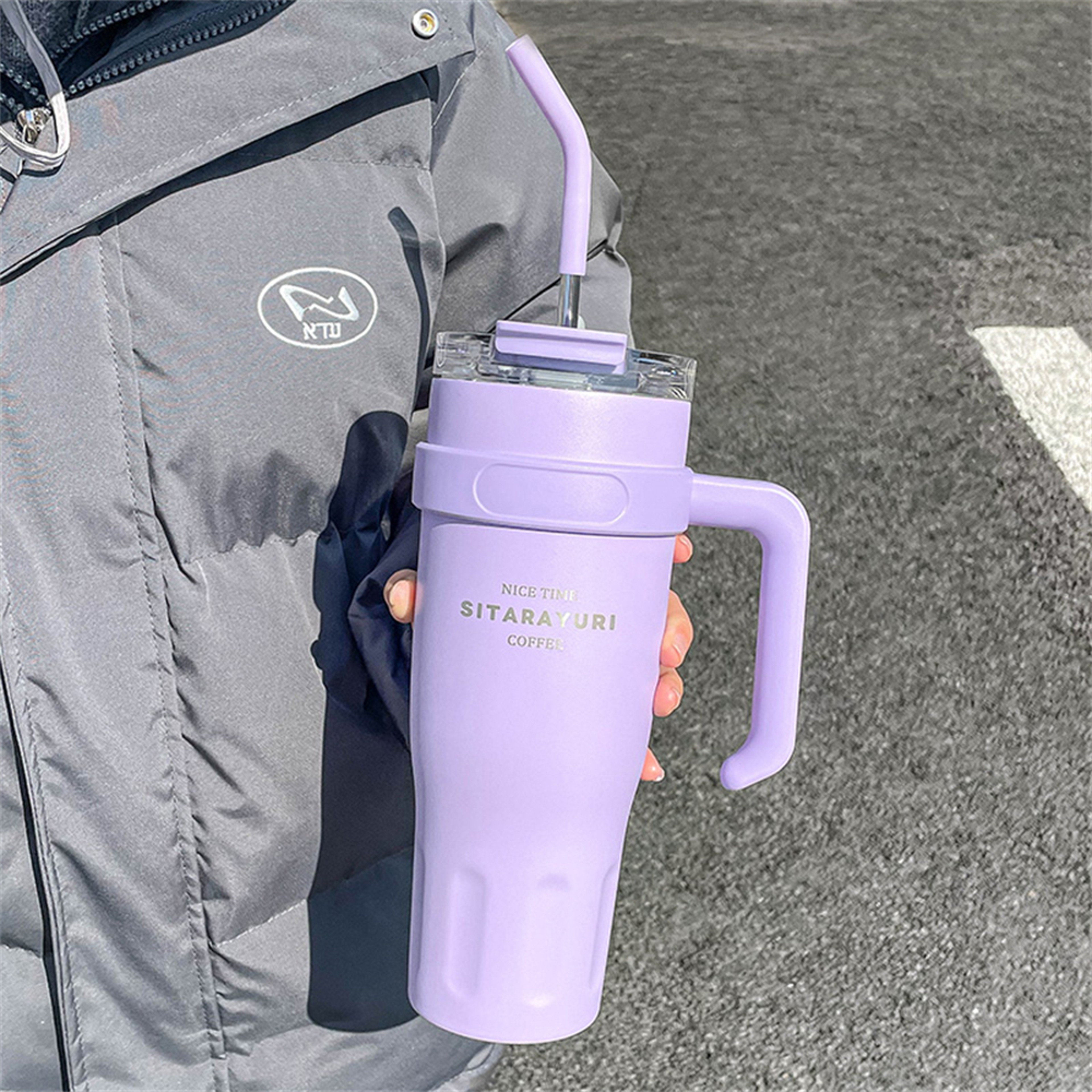 Stainless Steel Ice Tumbler  Insulated Cup With Handle  Straw Keeps Cold Ideal For Coffee  Water In 2