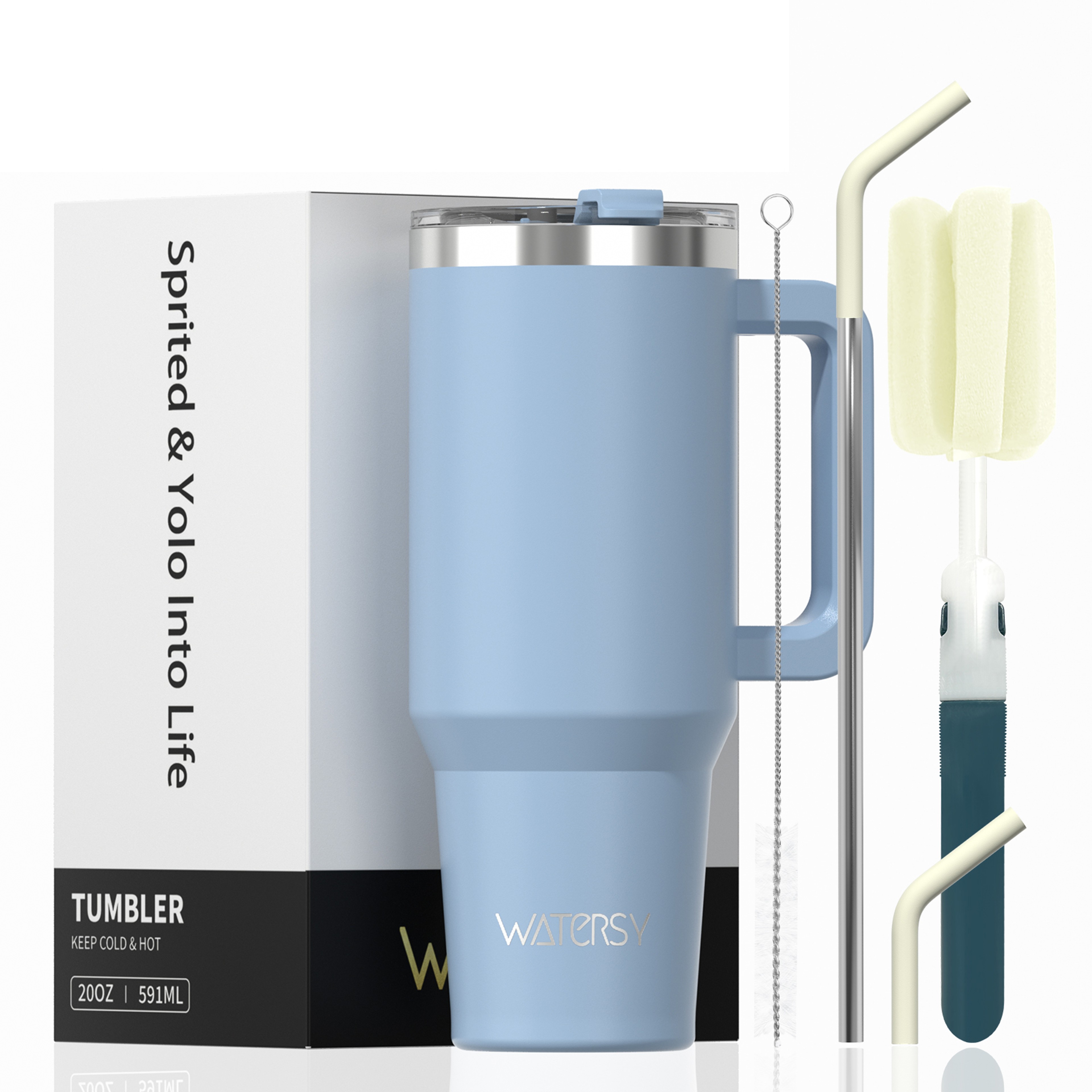 Stainless Steel Insulated Cup, Thermal Tumbler with Handle and Straw, Leak-Proof Mug for Hot and Cold Drinks – view 12
