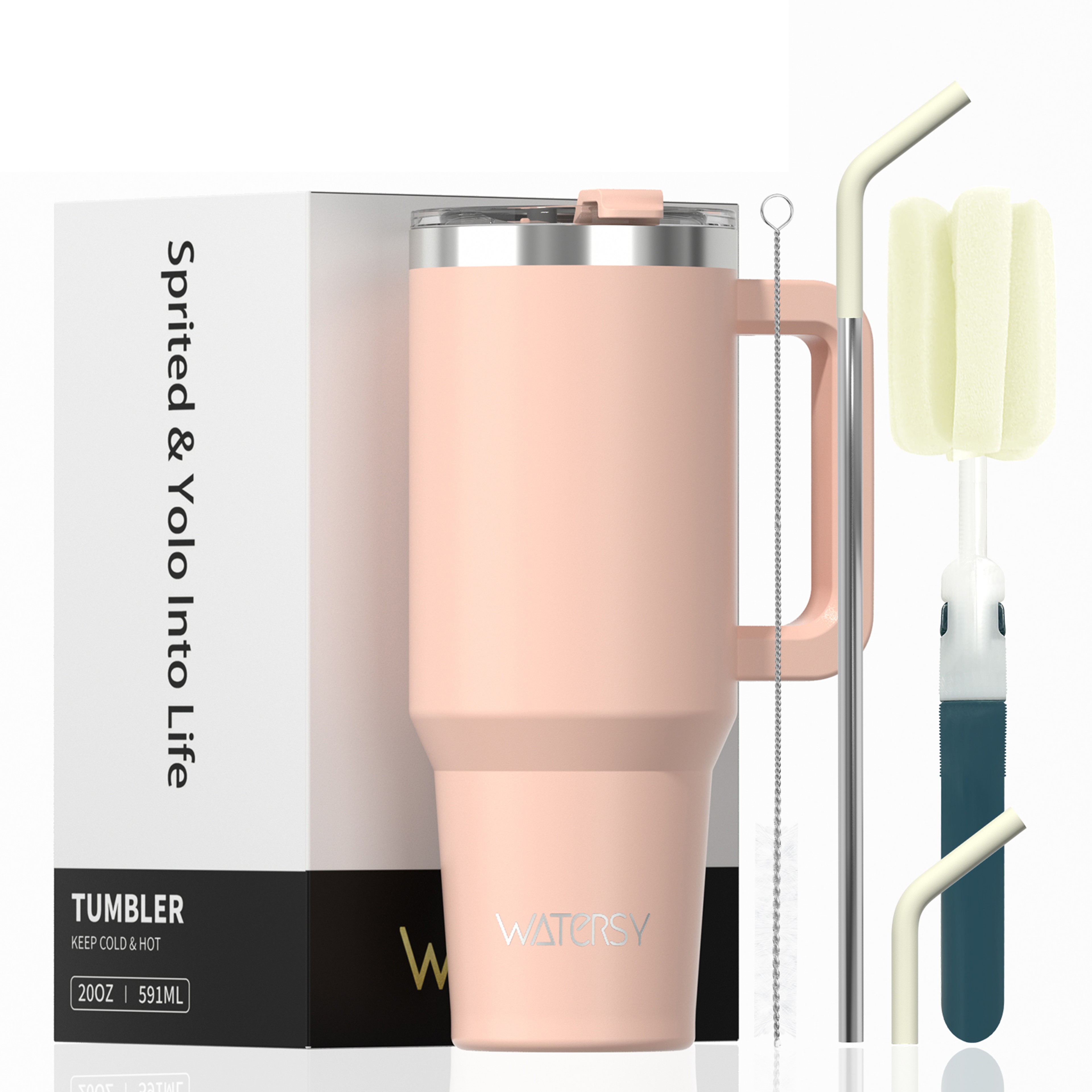 Stainless Steel Insulated Cup, Thermal Tumbler with Handle and Straw, Leak-Proof Mug for Hot and Cold Drinks – view 14