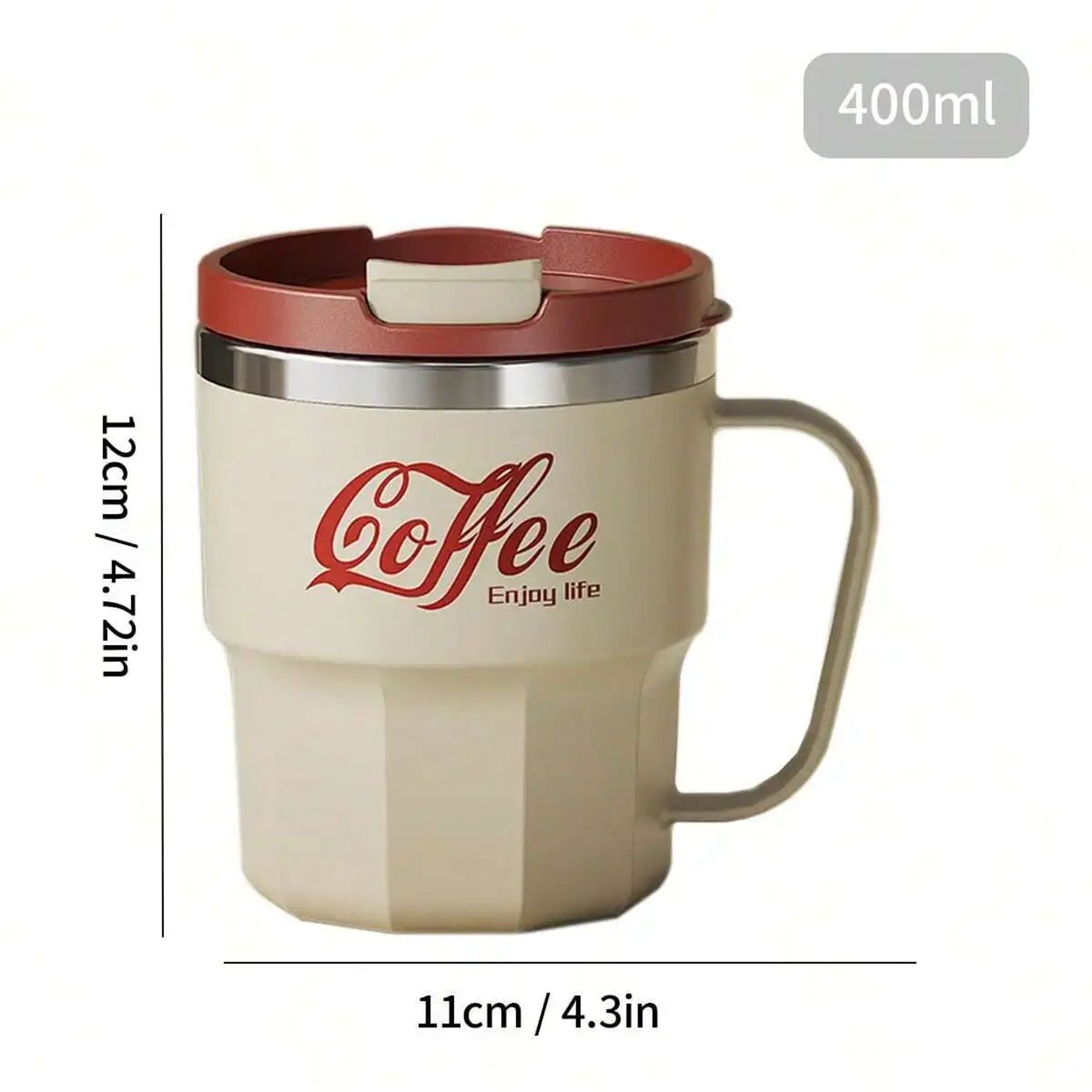 Insulated Coffee Mug Stainless Steel Drinkware With Lid  Handle Double Layer Reusable Coffee Cup Fo 7