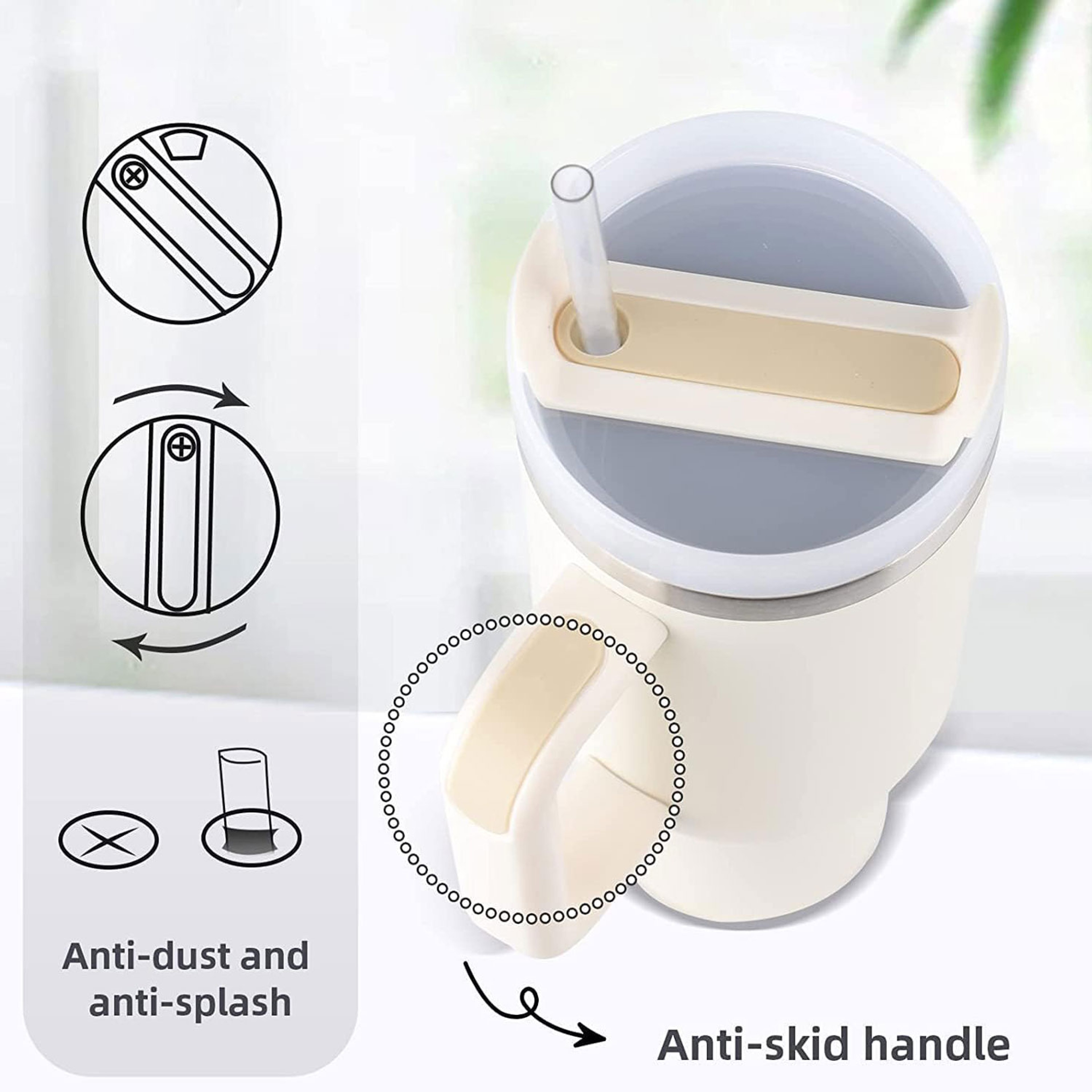Metal Stainless Steel Insulated Tumbler Large Thermal Mug With Handle Vacuum Straw Cup For Hot And  5