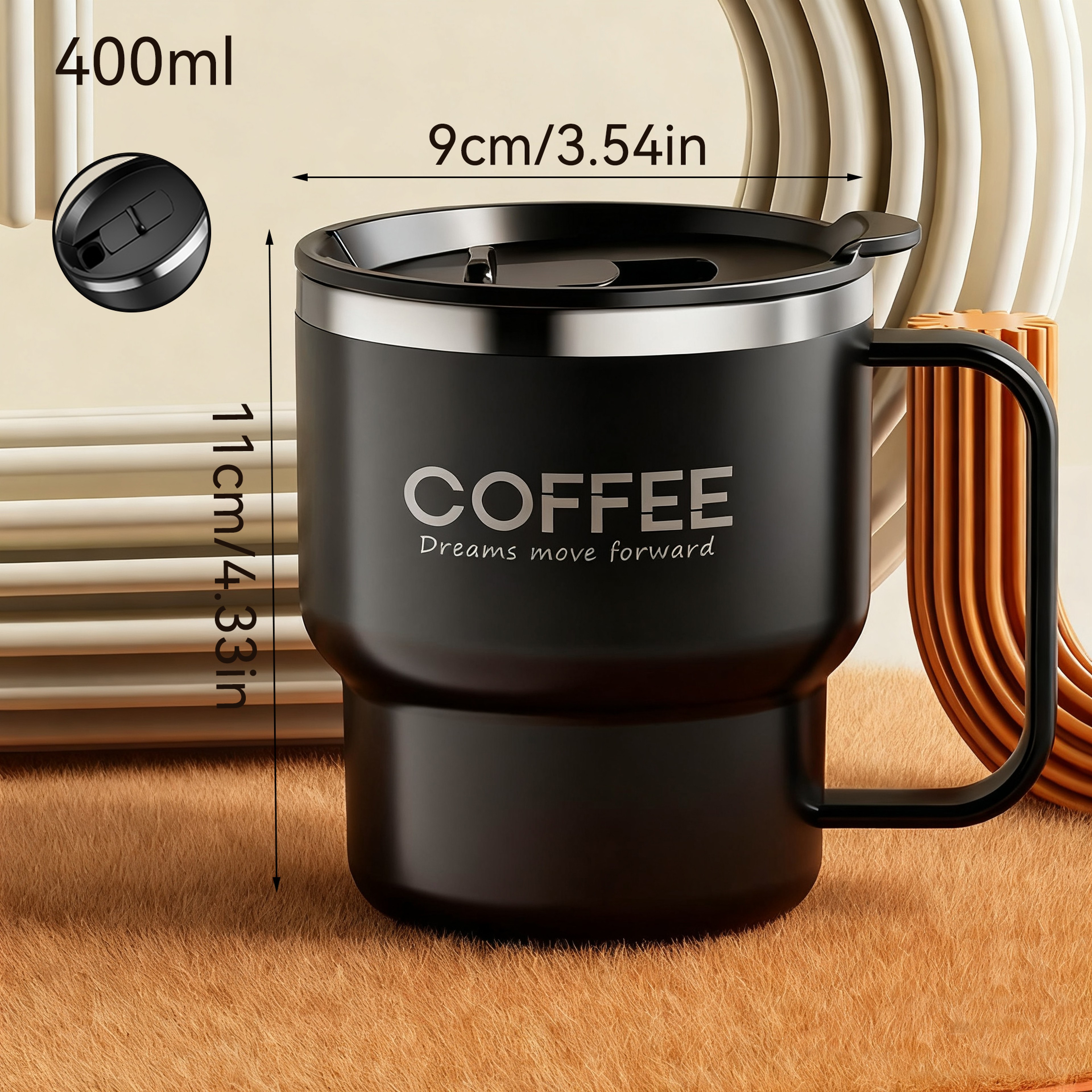 400ML Double Layer Coffee Mug 304 Stainless Steel Sealed Drinking Cup For Cold And Hot Water Insula 3
