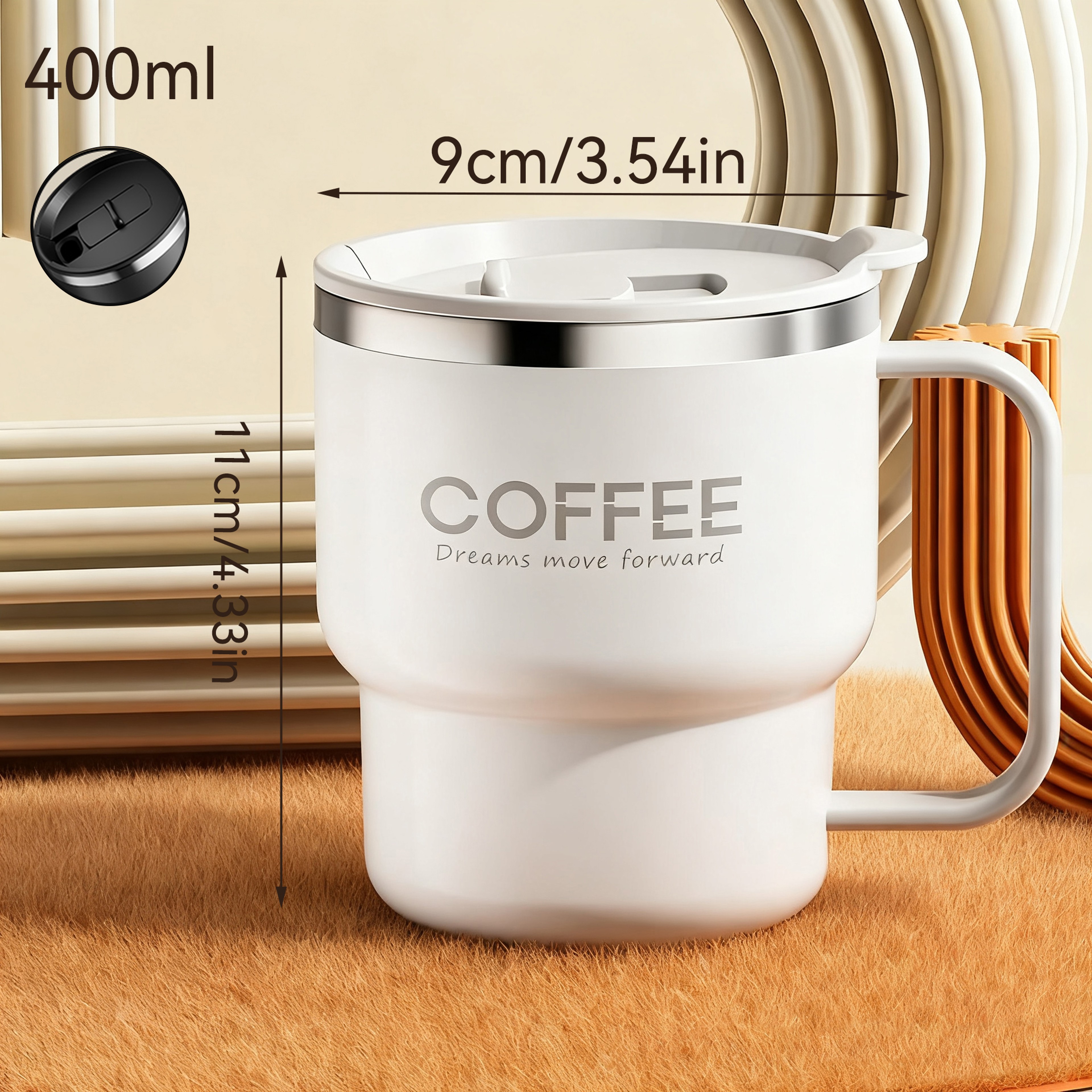 400ML Double Layer Coffee Mug 304 Stainless Steel Sealed Drinking Cup For Cold And Hot Water Insula 4