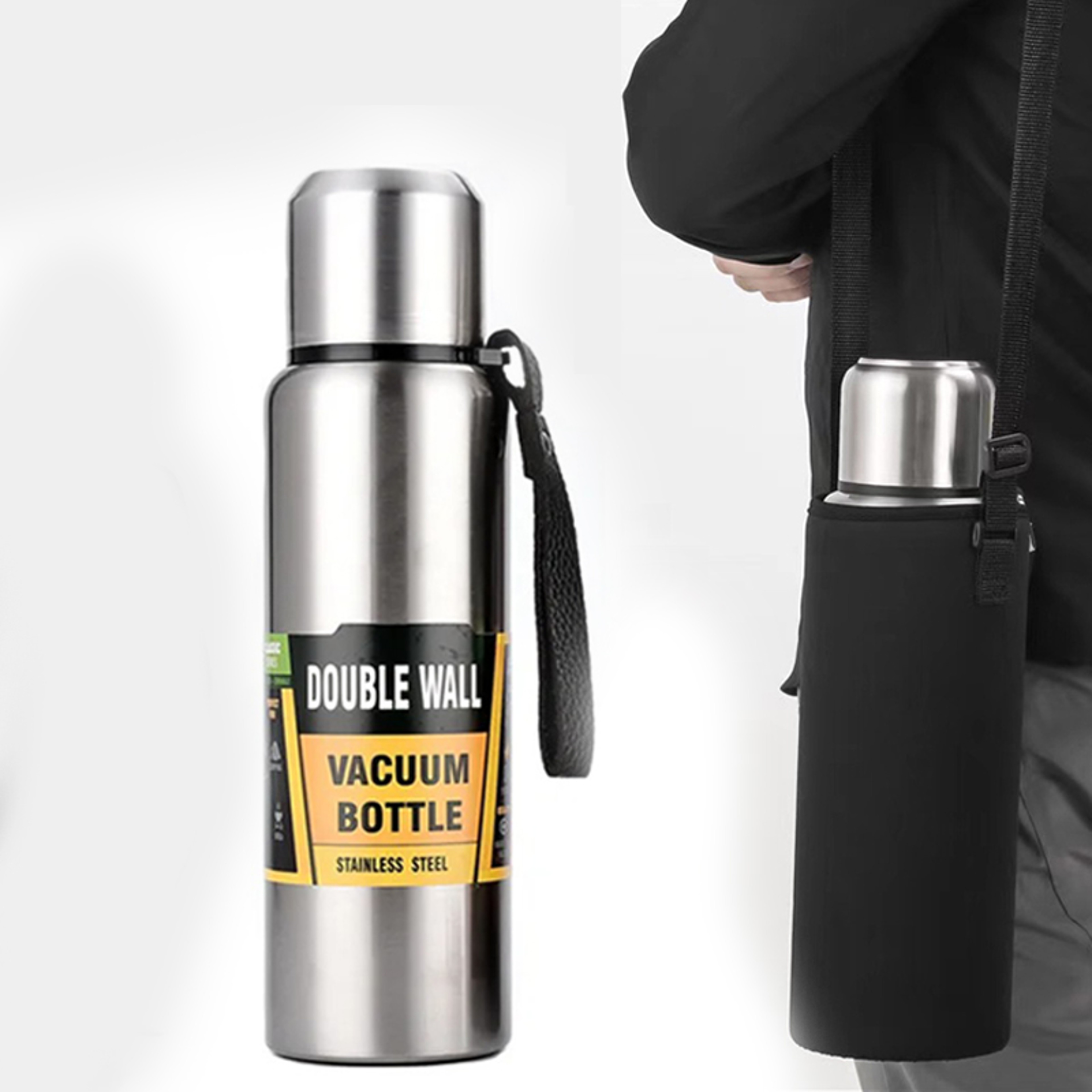Stainless Steel Thermos Large Capacity Vacuum Flask Portable Insulated Tumbler with Rope Thermo Bottle – view 4
