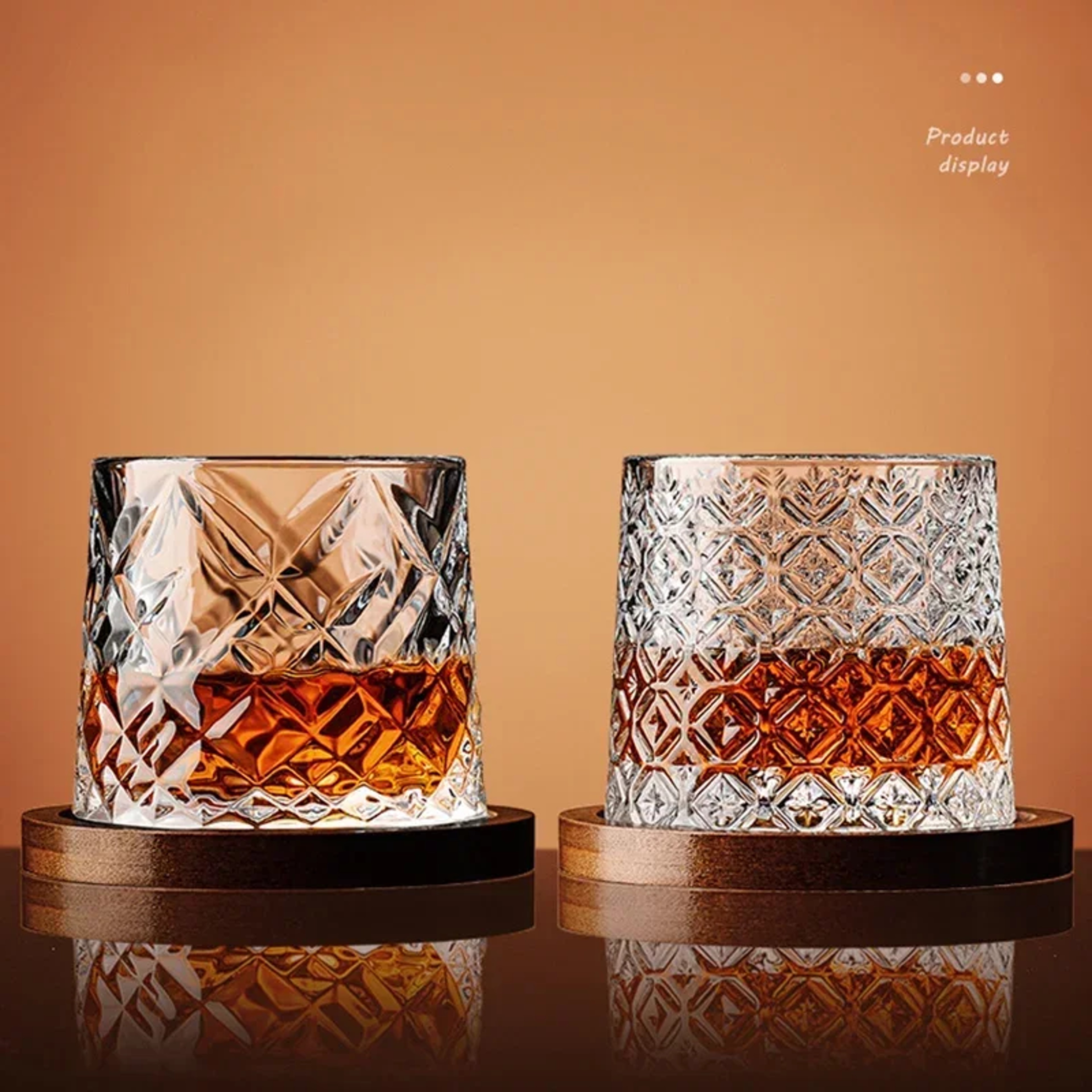 Tumbler Whiskey Glass with Base Crystal Whiskey Glasses Rotating Spinning Wine Brandy Glass Cup Drinkware for Bar Home – view 4