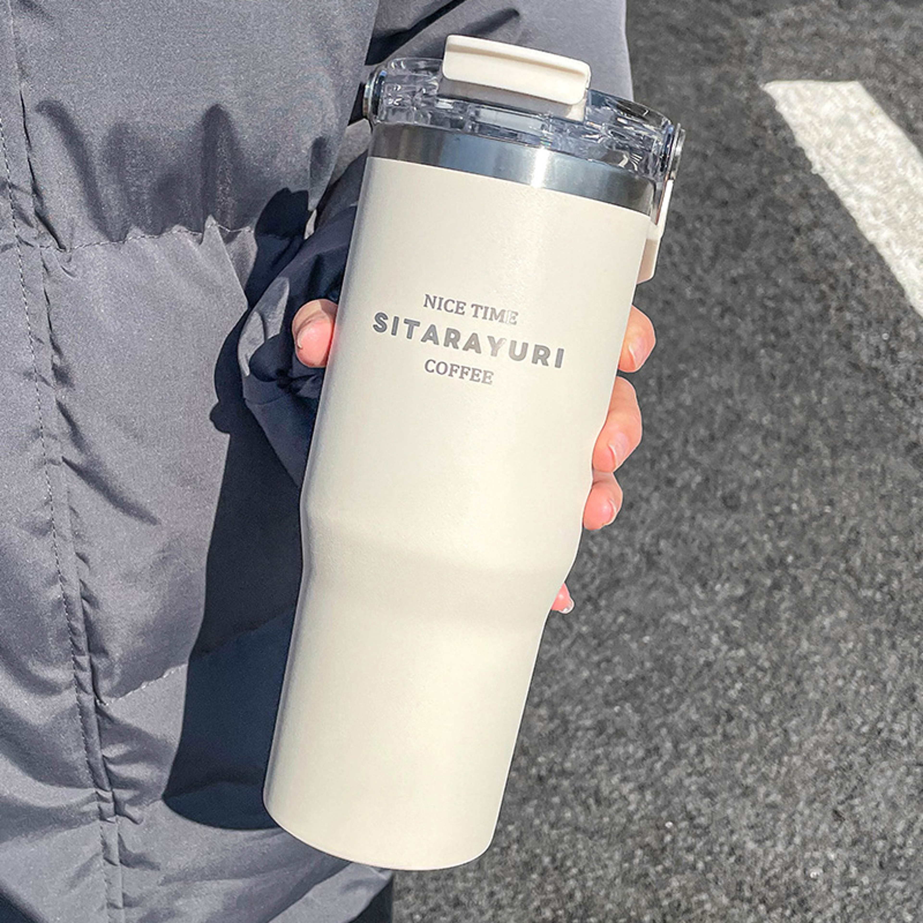 Drinking Coffee Water Cup With Straw Large Capacity Insulation Cup Simple Water Bottle For Office G 3