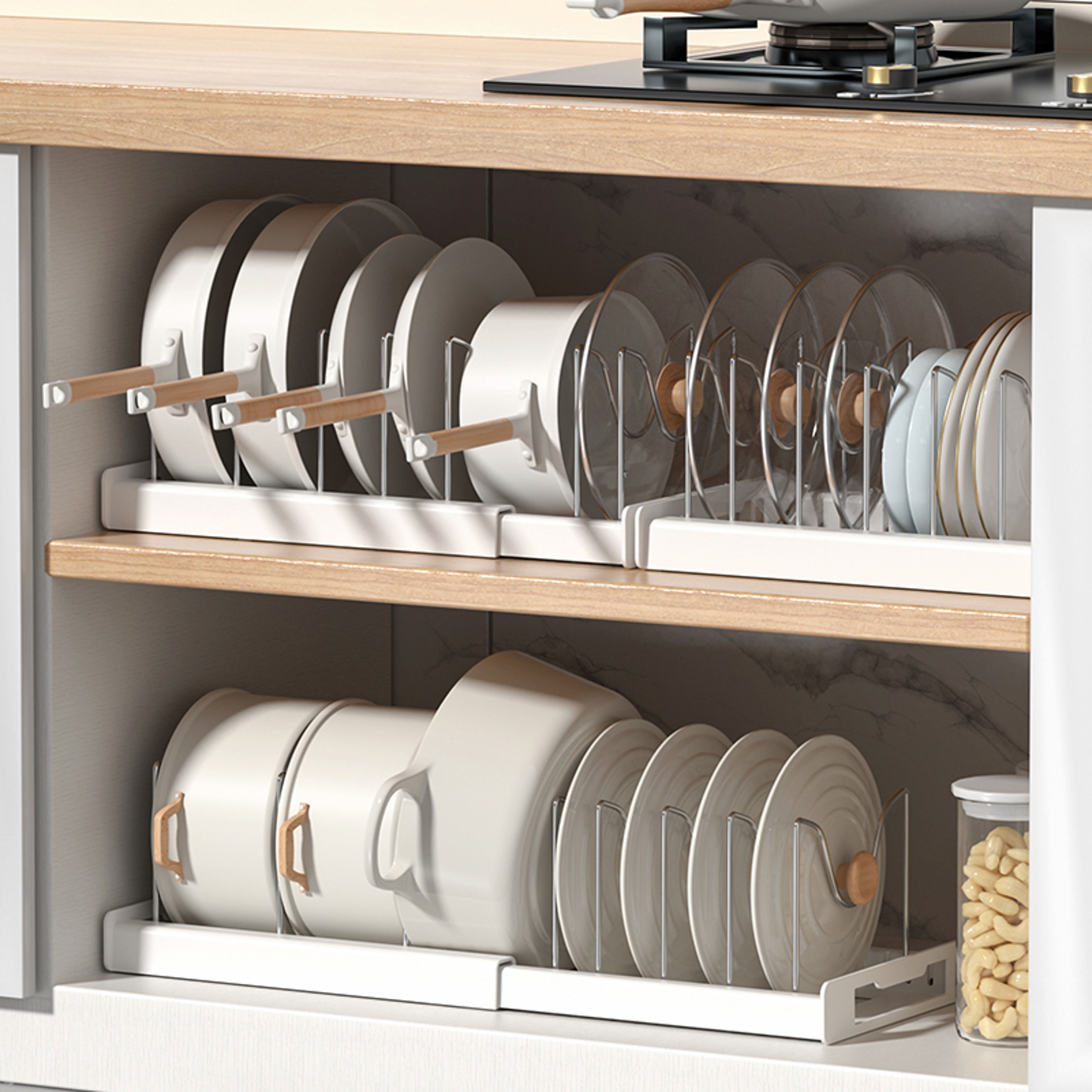 Foldable Kitchen Utensil Rack, Pot Lid Storage Rack, Multi-Functional Kitchen Storage Organizer – view 2